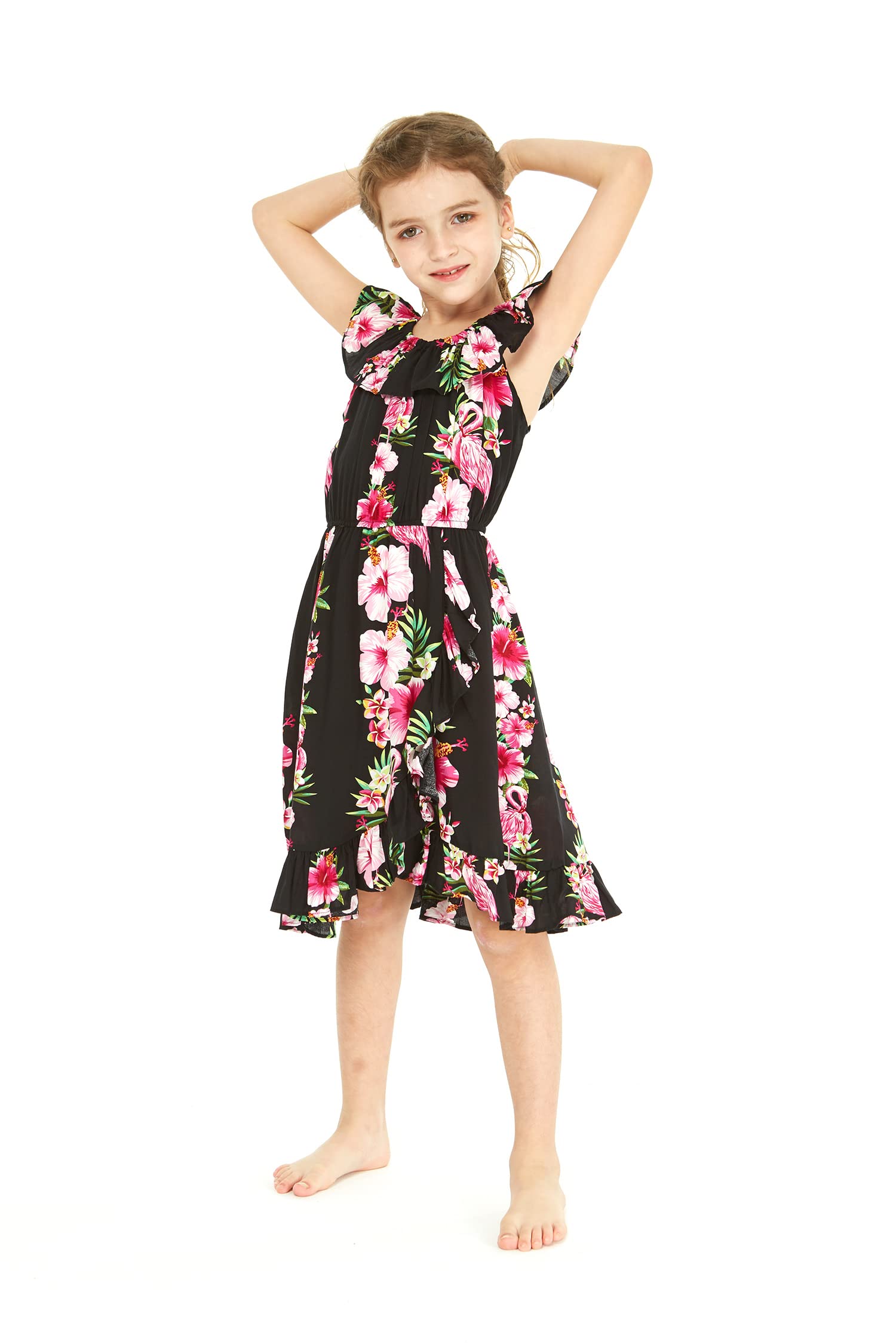 Girl's Ruffle Wrap Hawaiian Luau Dress - Beach Party & Summer Outfit