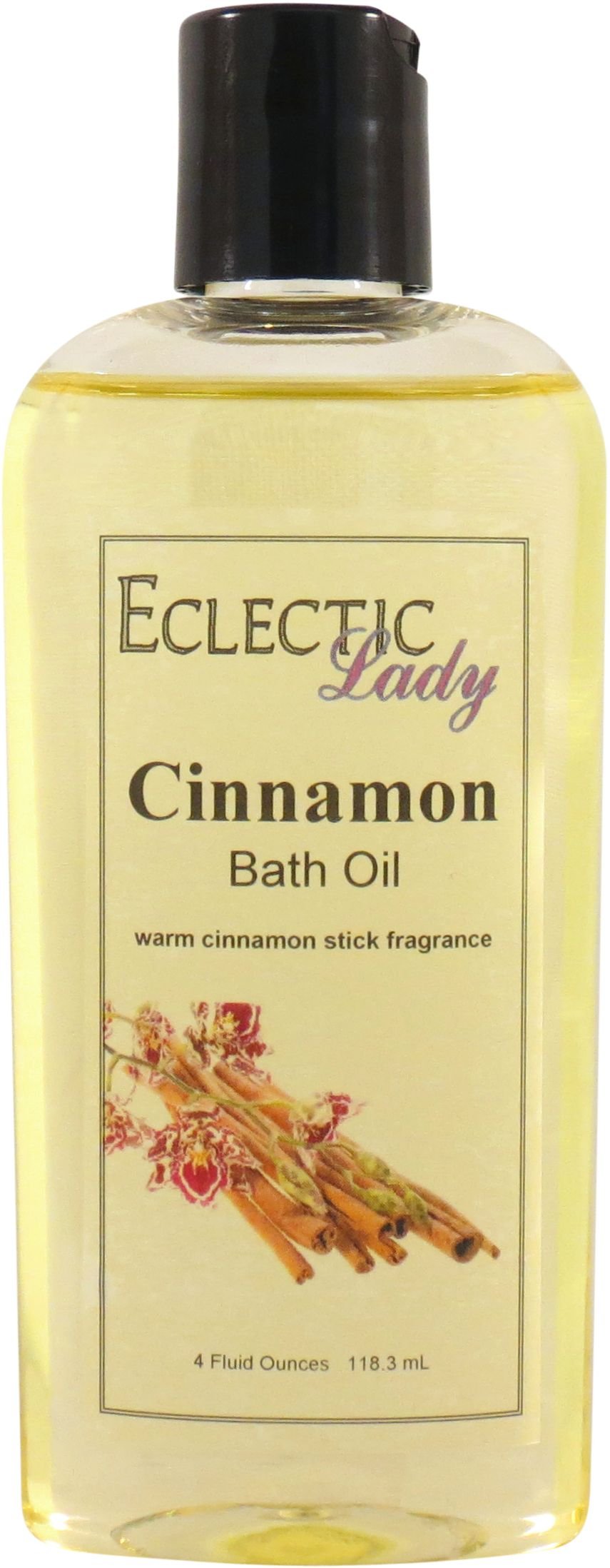 Eclectic Lady Cinnamon Scented Bath Oil - Relaxing & Moisturizing Body Oil for Dry, Rough & Sensitive Skin - Daily Nourishing Shower Oil (4 oz) - Perfect for Spa Nights, Self-Care Rituals & Stress Relief