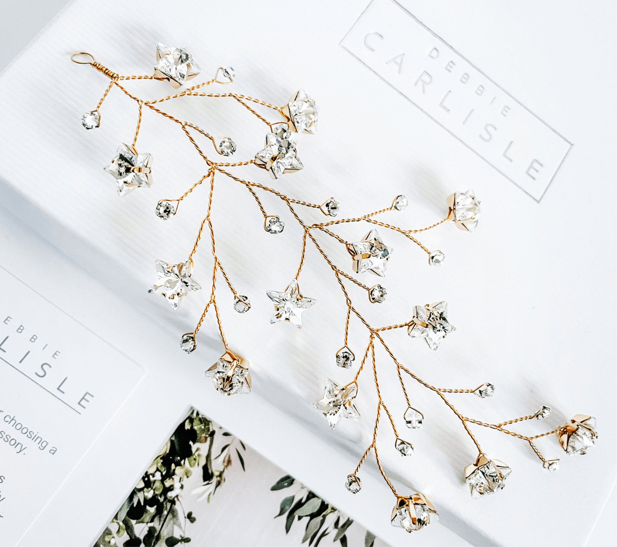 Lunella Star Crystal Bridal Hair Vine - Elegant Wedding Headpiece for Brides, Bridesmaids & Prom - Perfect for Boho, Vintage & Beach Weddings