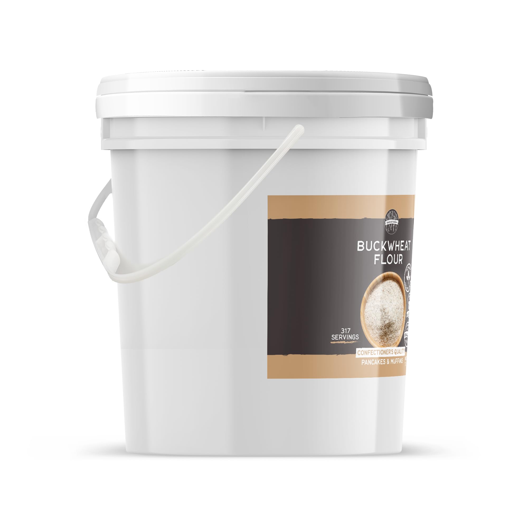 Organic Buckwheat Flour 3.5 Gallons - Gluten-Free, Non-GMO, Light & Airy Texture - Perfect for Baking Bread, Pancakes & Crepes - Birch & Meadow