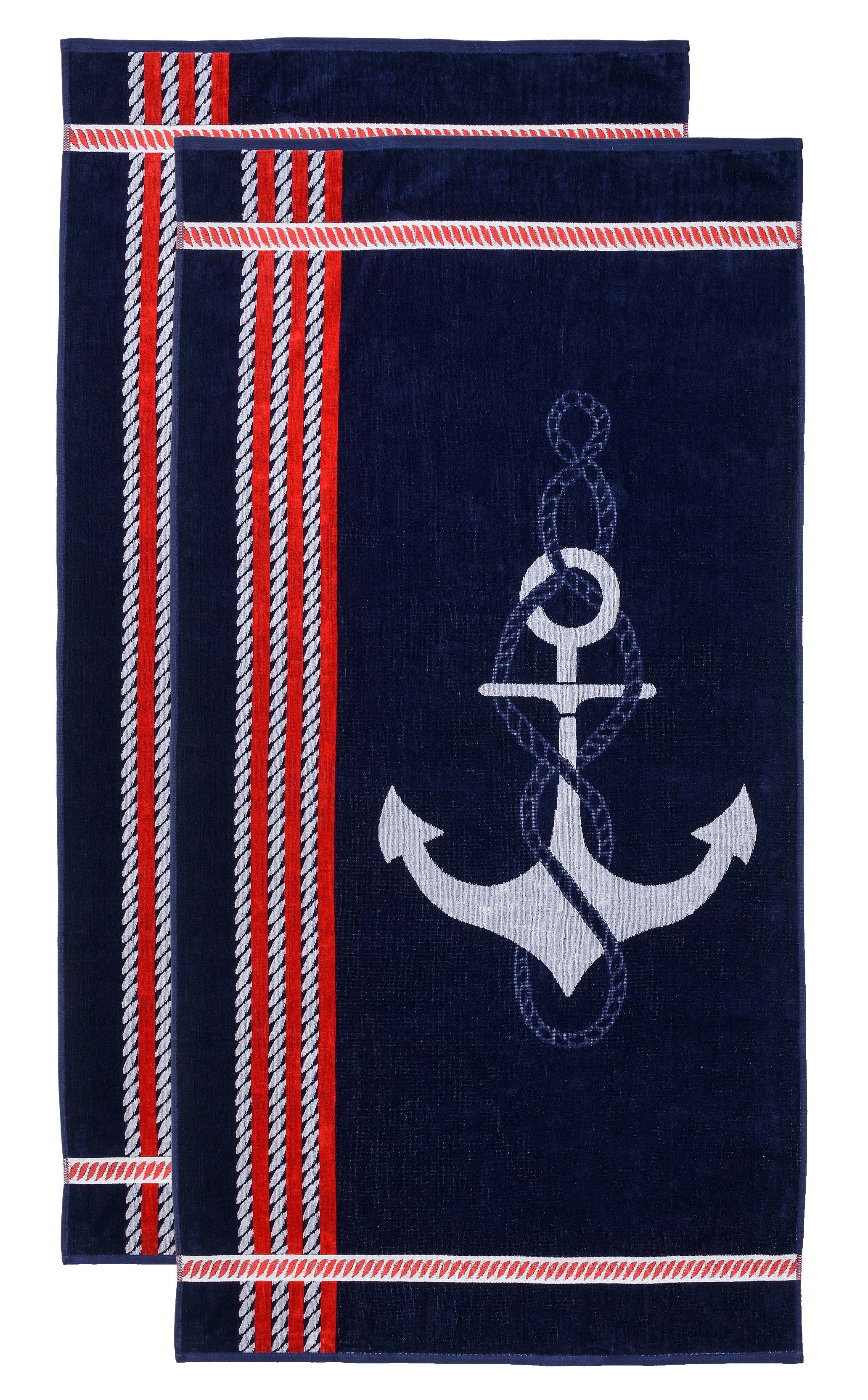 Anchor Cotton Oversized 2-Piece Beach Towel Set - Soft & Absorbent Bath Towels for Pool, Beach, Gym & Spa | Quick-Dry & Sand-Free