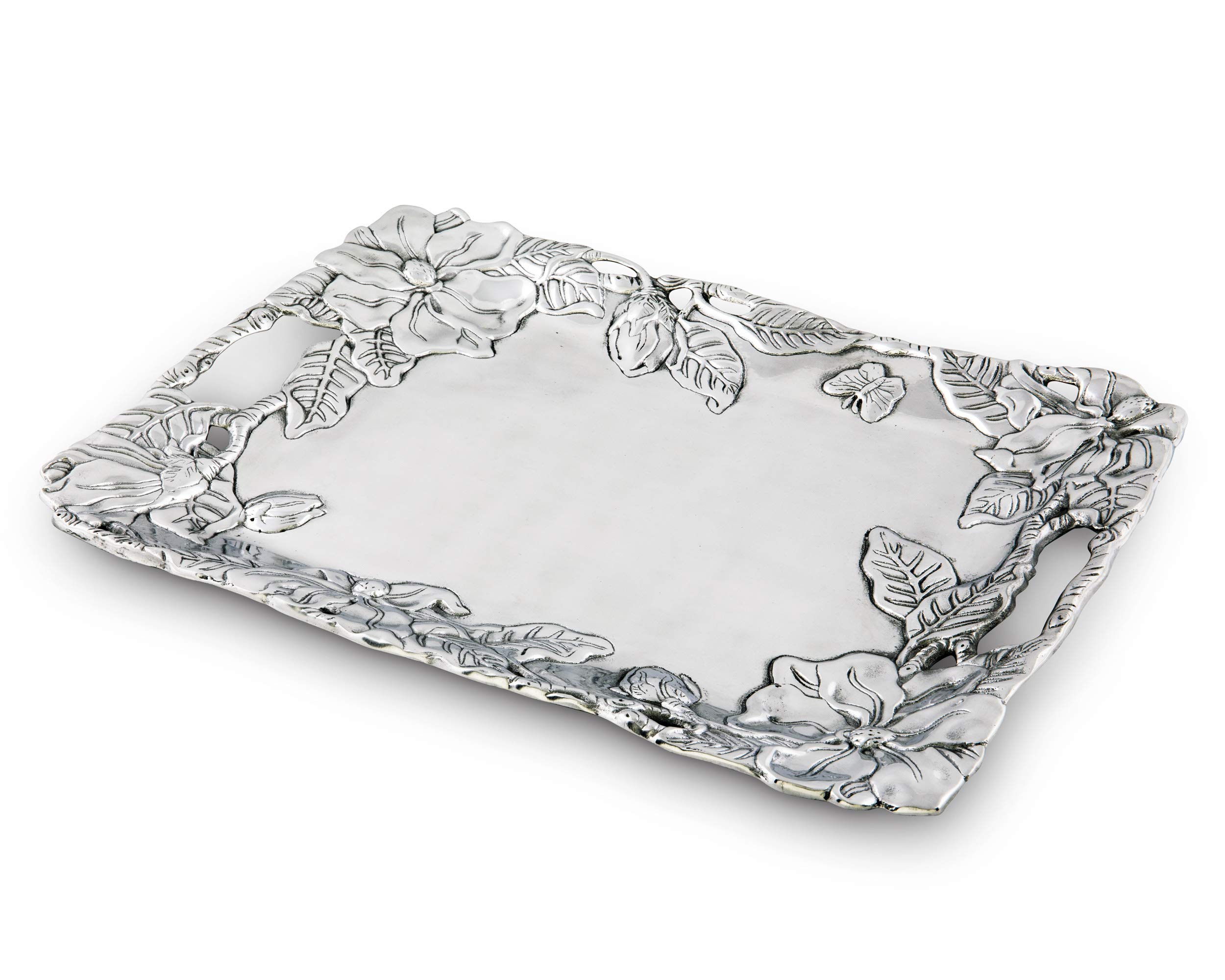 Arthur Court Designs Aluminum Magnolia Serving Tray - 18.5