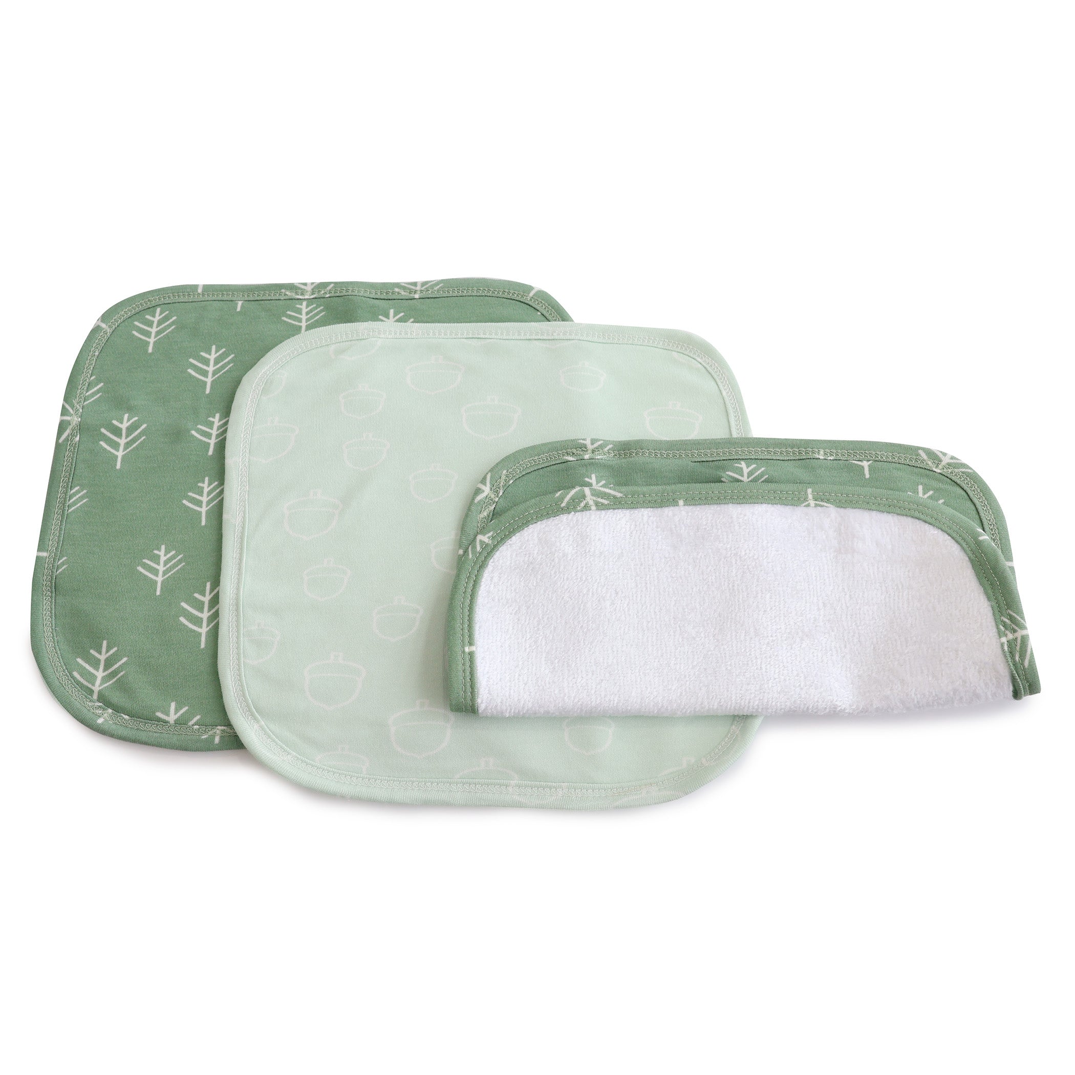 Premium Nordic 3-Pack Wash Cloths - Dusty Avocado & Forest Green | Soft Eco-Friendly Bath & Kitchen Towels for Spa, Baby Care & Home Cleaning