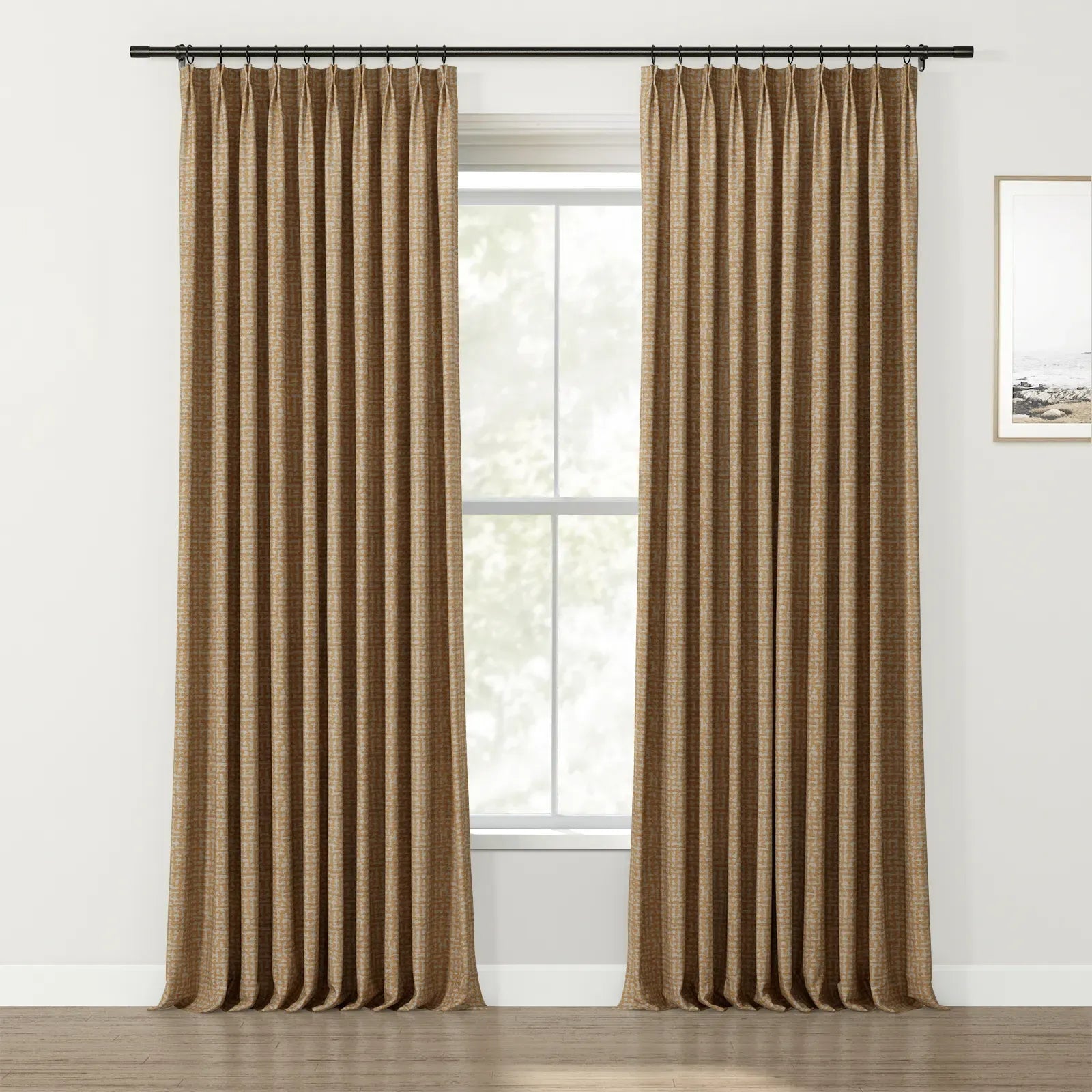 Lydia Jacquard Pleated Curtains for Living Room & Bedroom - Elegant Brick Pattern Blackout Drapes for Home Decor