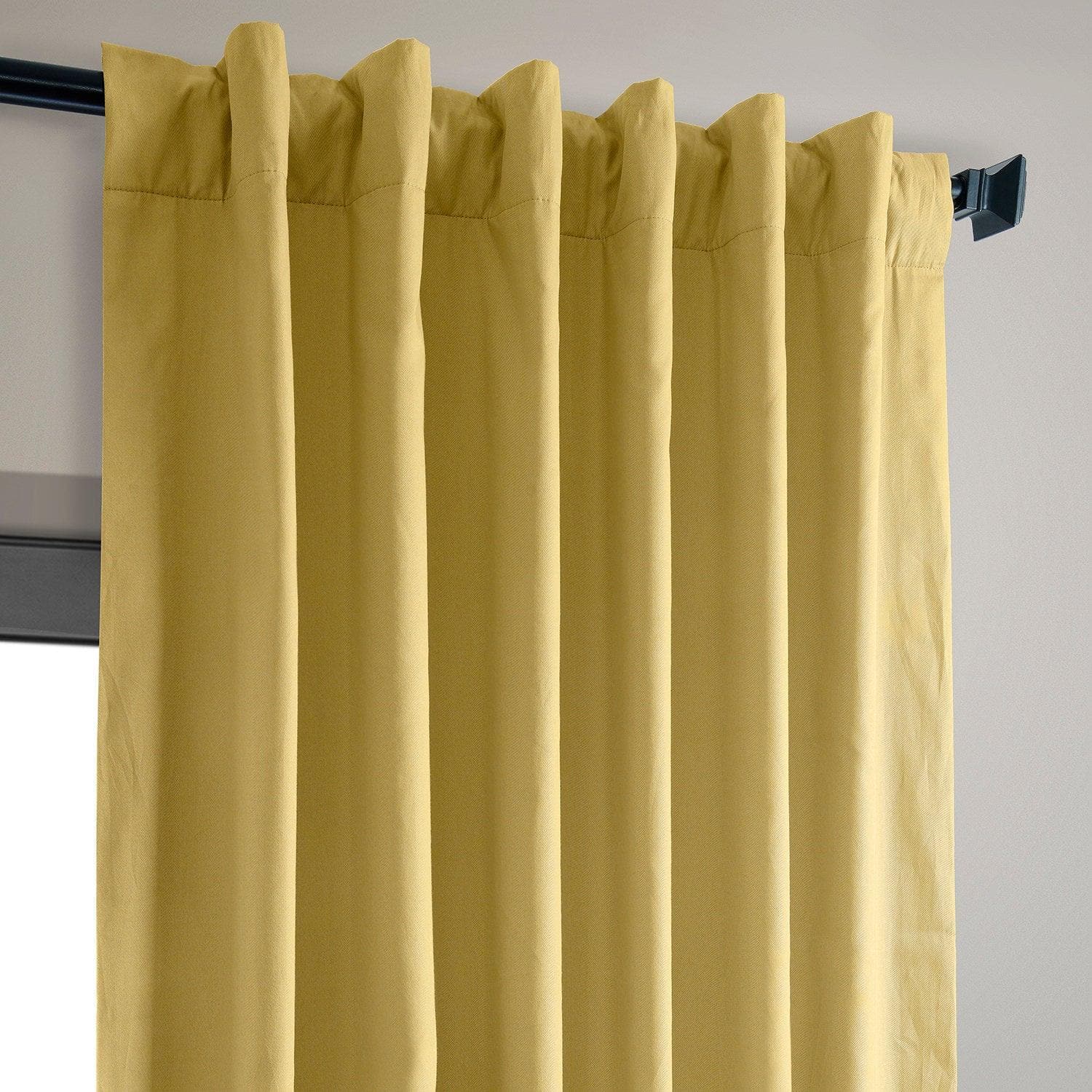 Light Ochre Solid Cotton Blackout Curtains for Bedroom & Hotel - Thermal Insulated Noise Reducing Window Drapes for Better Sleep