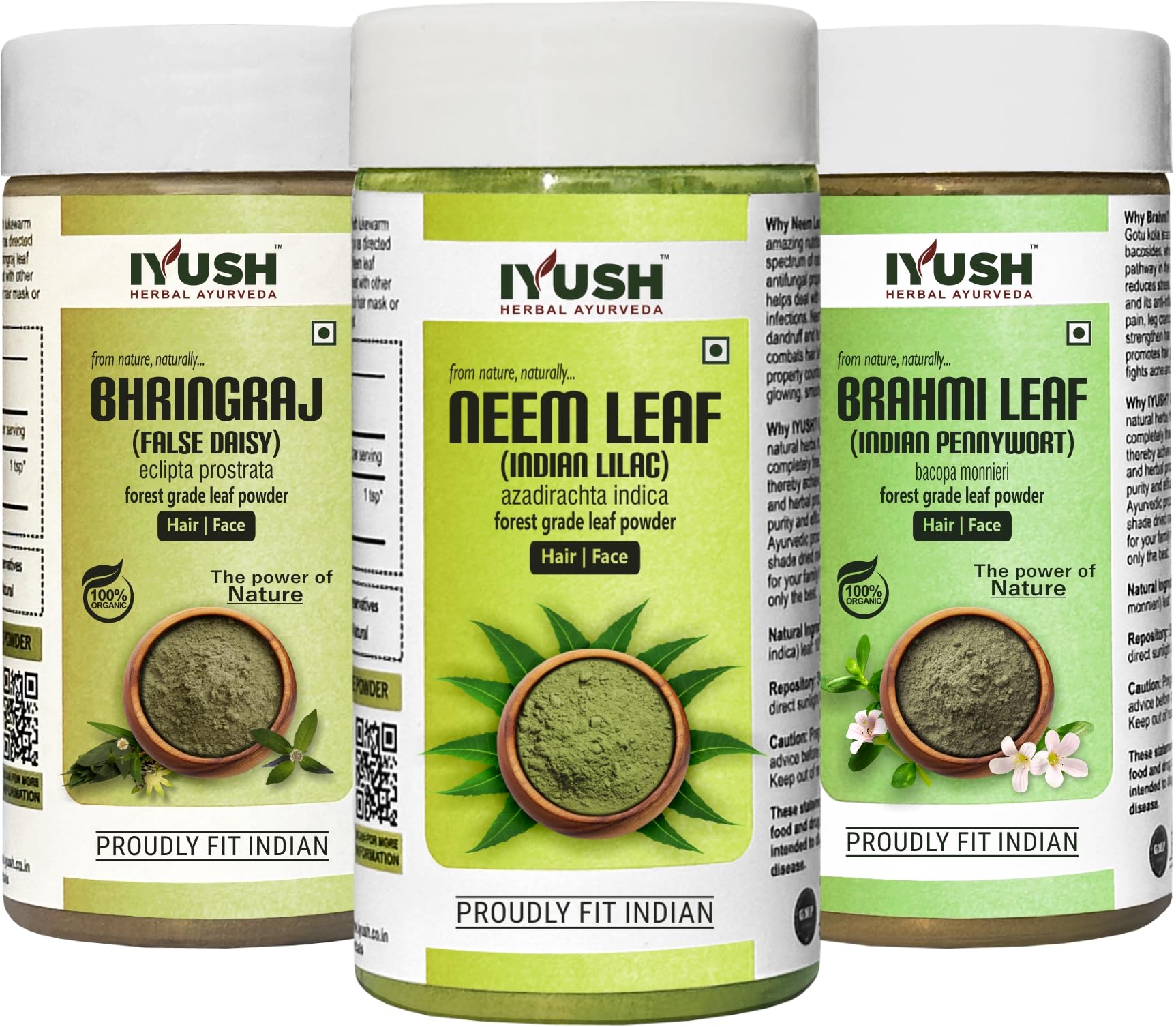 Organic Neem Powder with Brahmi & Bhringraj for Hair Growth – 300g Ayurvedic Hair Mask for Dry, Frizzy Hair | Volumizing Hair Treatment Powder | Natural Hair Pack for Stronger, Healthier Hair | Perfect for DIY Hair Masks & Scalp Treatments at Home