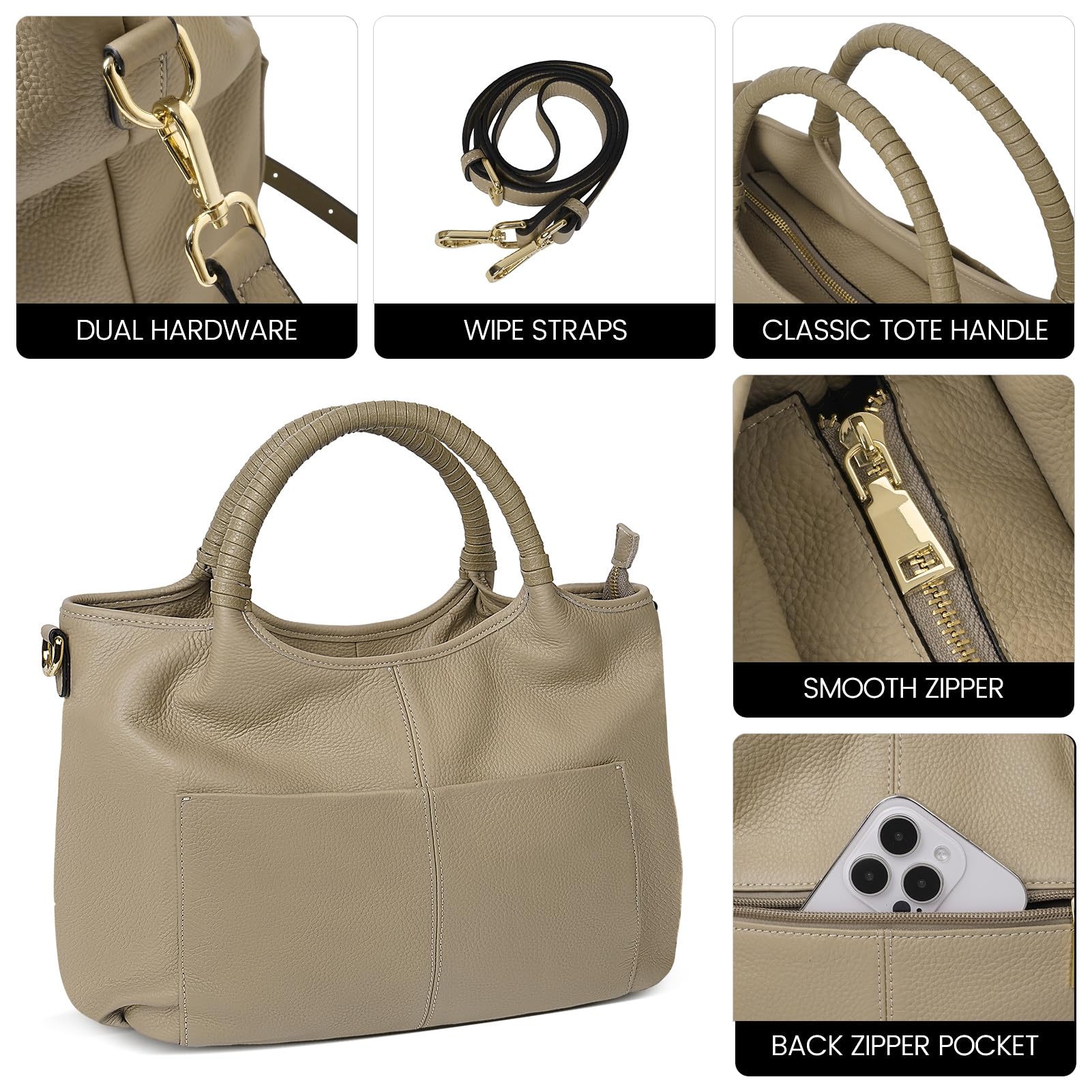 Genuine Leather Crossbody Shoulder Bags for Women - Designer Handbags & Top Handle Satchel Purse | Perfect for Work, Travel & Everyday Use