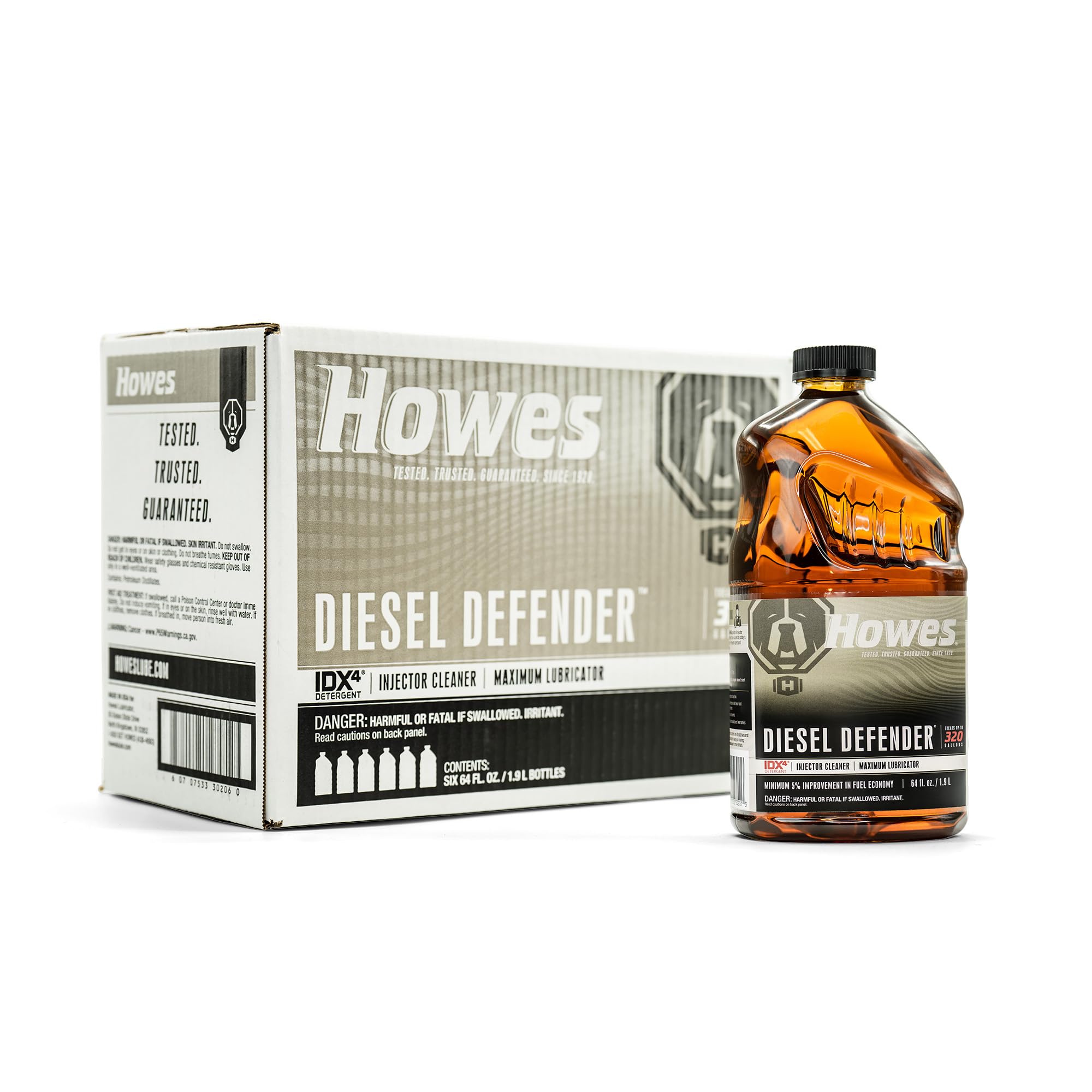 Howes Diesel Defender 64oz Diesel Fuel Injector Cleaner & Lubricator - 6 Pack (Six 64-Ounce Bottles) - Improves Engine Performance, Reduces Wear for Trucks, Heavy Equipment & Diesel Vehicles