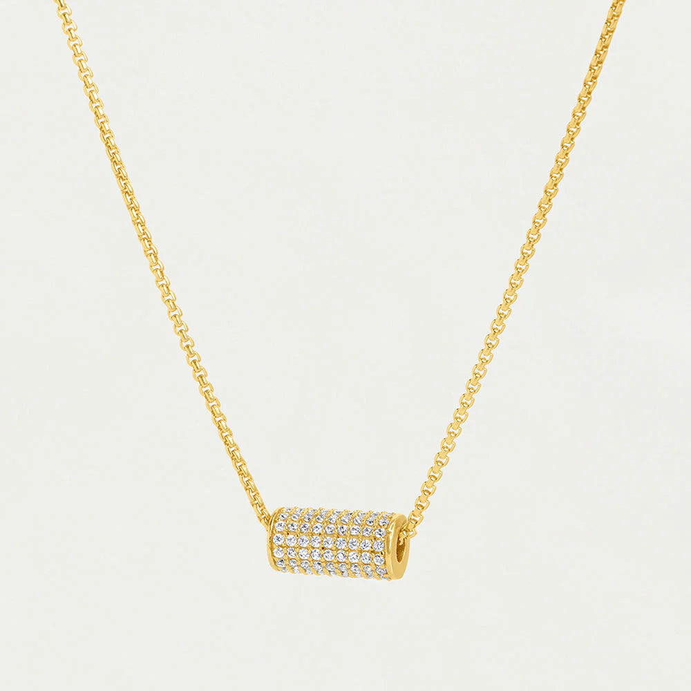 Dean Davidson Petit Pavé Mini Tube Necklace - Elegant 14K Gold Dainty Chain Necklace for Women, Perfect for Everyday Wear, Gift Giving & Special Occasions