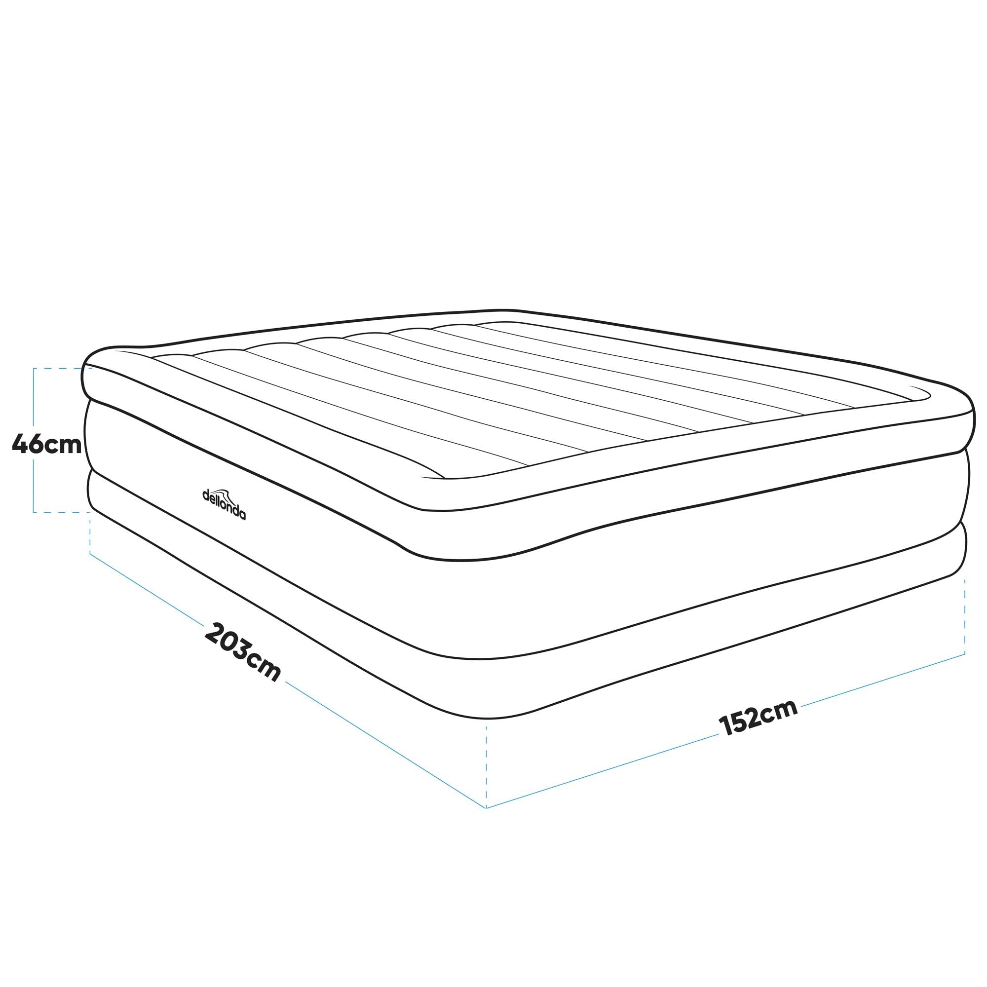 Queen Size Elevated Air Mattress with Built-In Electric Pump & Carry Bag - Portable, Comfortable for Camping, Guest Beds & Home Use - DL147