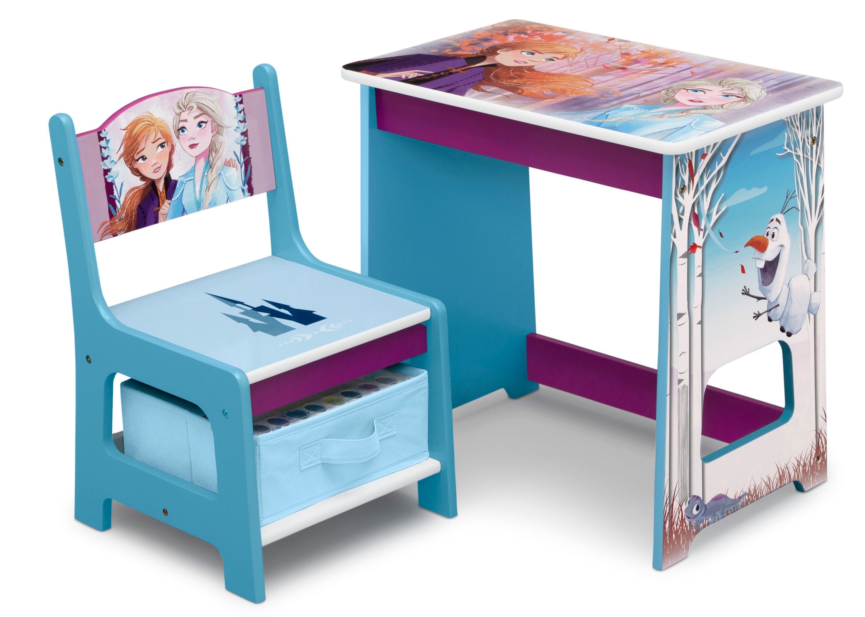 Frozen II Kids Wooden Desk and Chair Set - Disney Princess Study Table for Children's Room, Homework & Drawing - Perfect for Learning, Playing & Decor