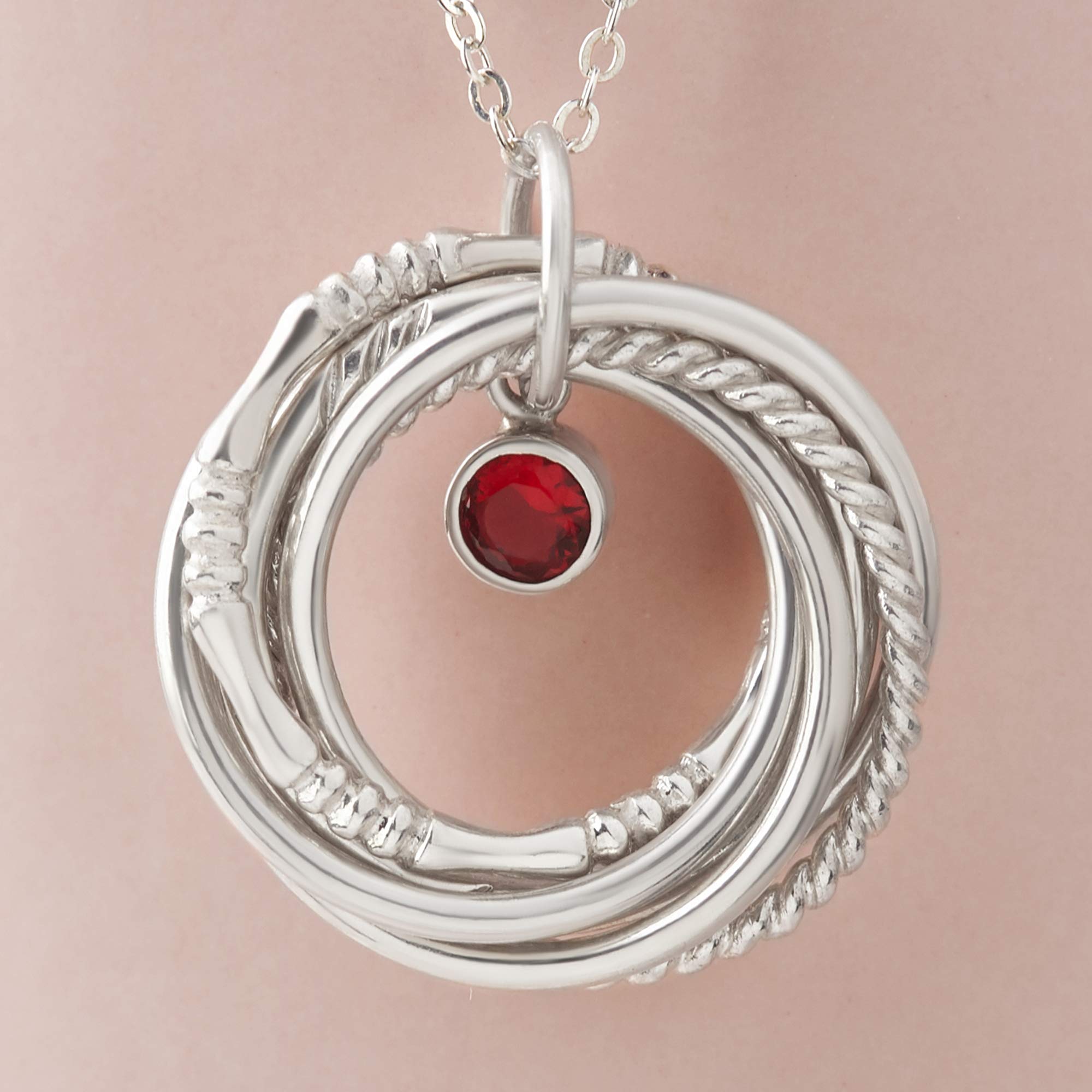 70th Birthday Necklace for Women - 7 Rings 7 Decades Personalized Birthstone Jewelry | 925 Sterling Silver & 18K Gold Plated Gift for Mom, Grandma, Nana | Perfect for Milestone Celebrations, Mother's Day & Retirement Gifts