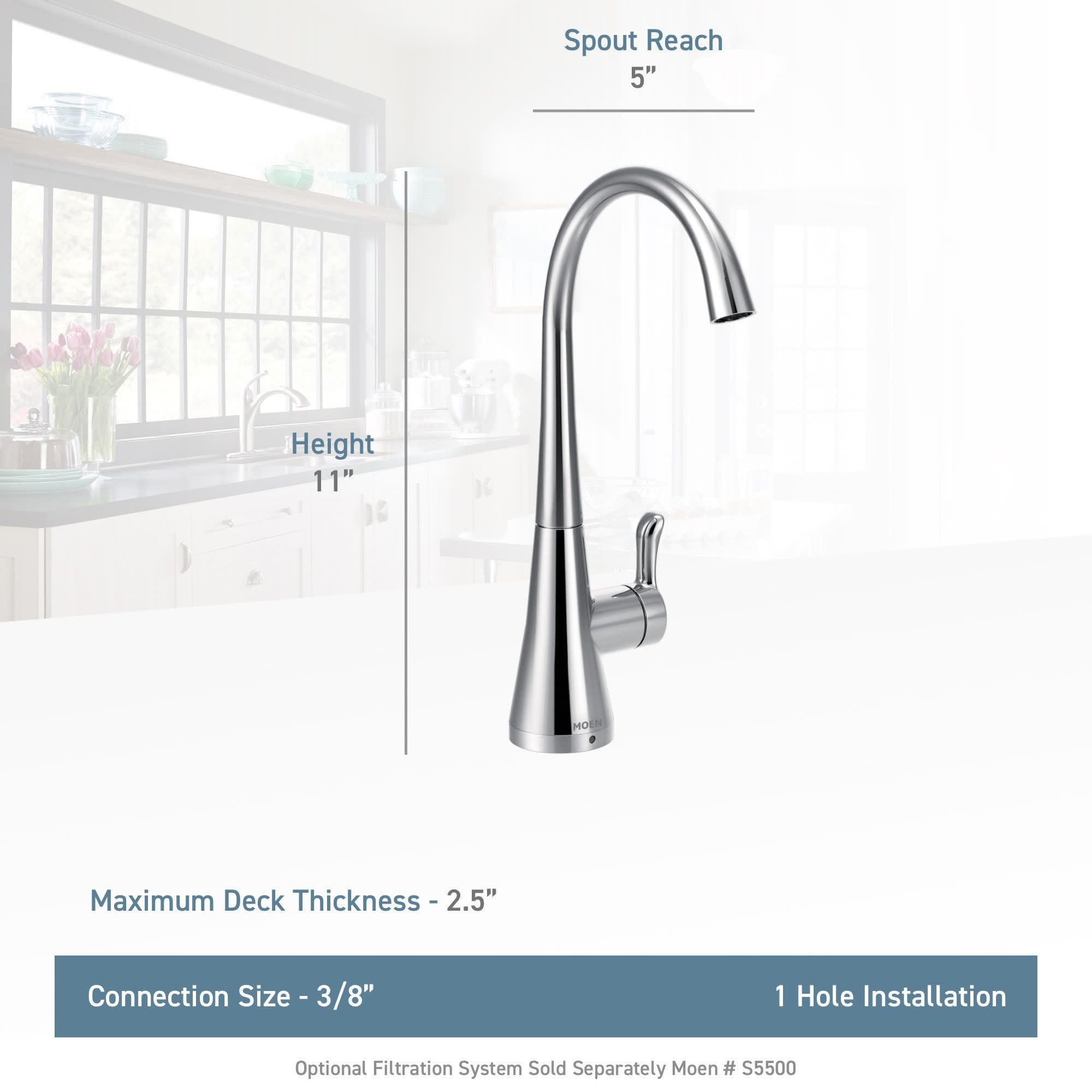Moen S5520BLS Black Stainless Steel Pull-Down Kitchen Faucet with Cold Water Dispenser & Optional Filtration System - Perfect for Modern Kitchens, Coffee Bars & Beverage Stations