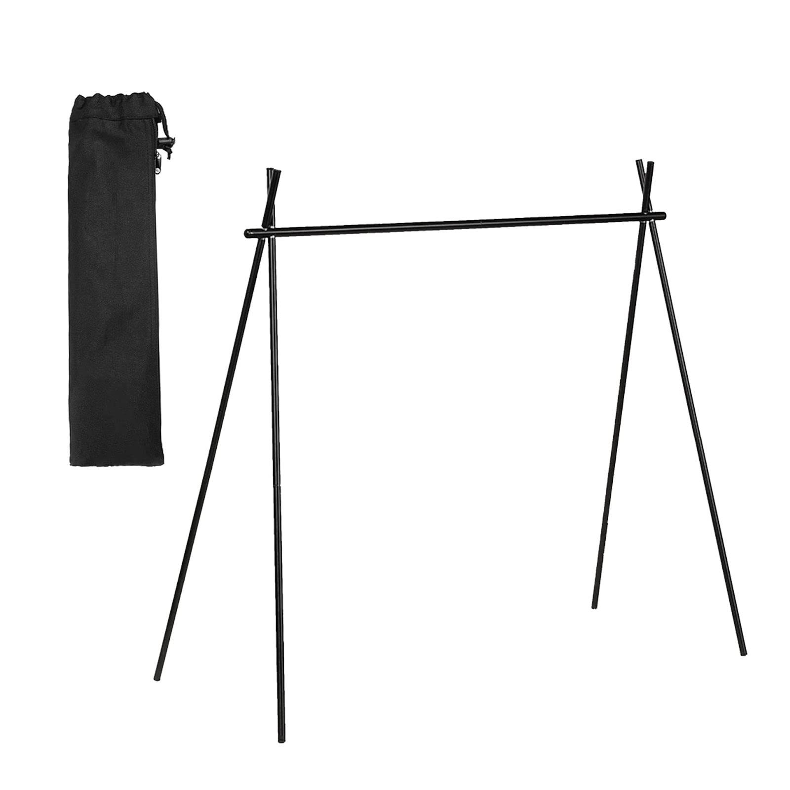 Newmind Folding Camping Hanging Rack - Portable Multifunctional Outdoor Gear with Storage Bag, Tripod Stand & Picnic Shelf for Backyard, Garden, Travel, Hiking, Beach | Perfect for Clothes, Towels & Camping Essentials (Large Size)