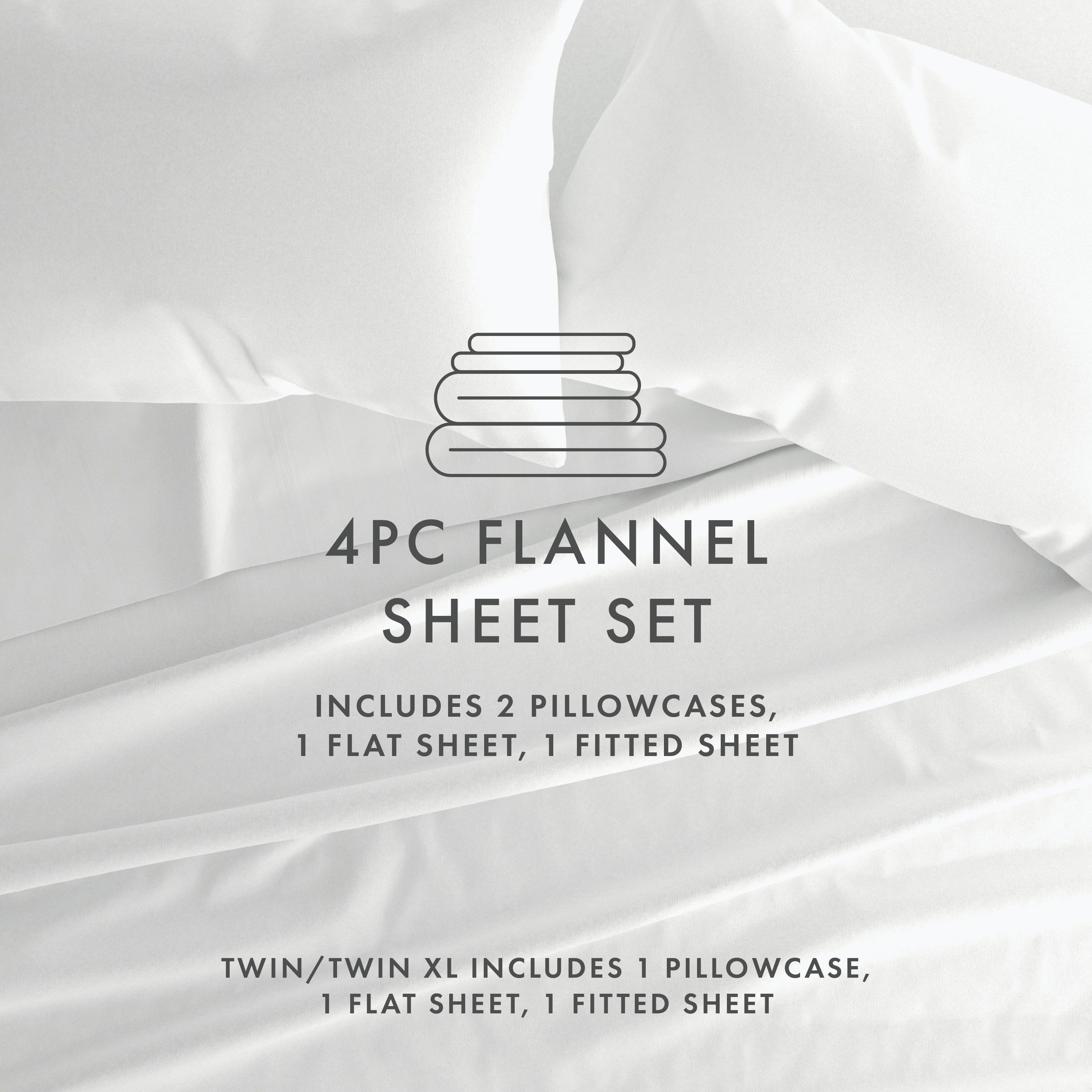 4 Piece Flannel Sheet Set - Soft & Cozy Queen Size Bed Sheets for Winter - Perfect for Cold Weather, Guest Rooms & Cozy Nights