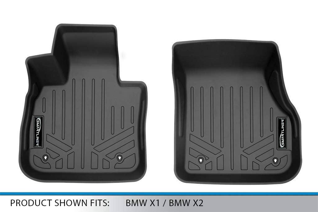 Premium SMARTLINER All-Weather Custom Fit Floor Mats for BMW X1 (2016-2022) & X2 (2018-2022) - 1st Row Black Liners - Durable Protection Against Mud, Snow & Spills - Perfect for Daily Commute, Road Trips & Off-Road Adventures