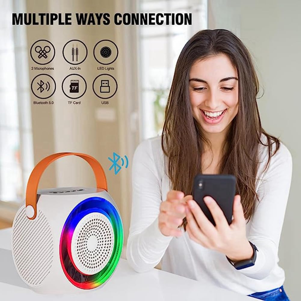 Portable Bluetooth Karaoke Speaker with 2 Wireless Microphones - Wireless Party Speaker for Home, Outdoor, Birthday Gifts, Travel & Camping - High-Quality Sound for Singing, Parties & Entertainment