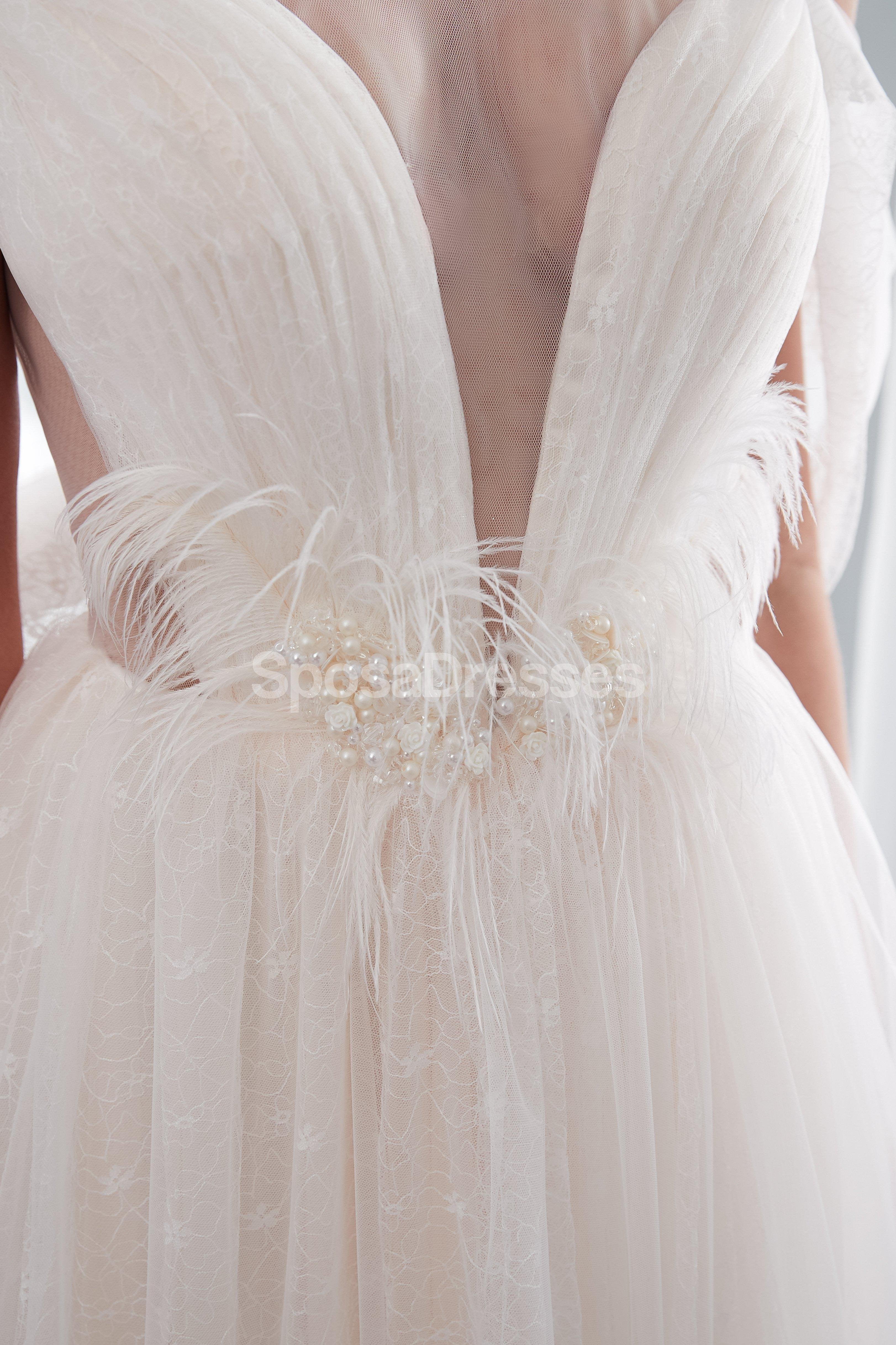 Off Shoulder Simple A-Line Scoop Neck Wedding Dress - Elegant Bridal Gown WD573 for Beach, Garden & Outdoor Ceremonies