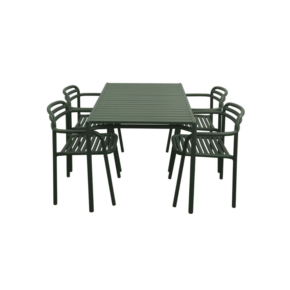 Bliss Outdoor Dining Set - Rectangle Table with 4 Armchairs for Patio, Garden, Backyard & Poolside Dining | Weather-Resistant Furniture