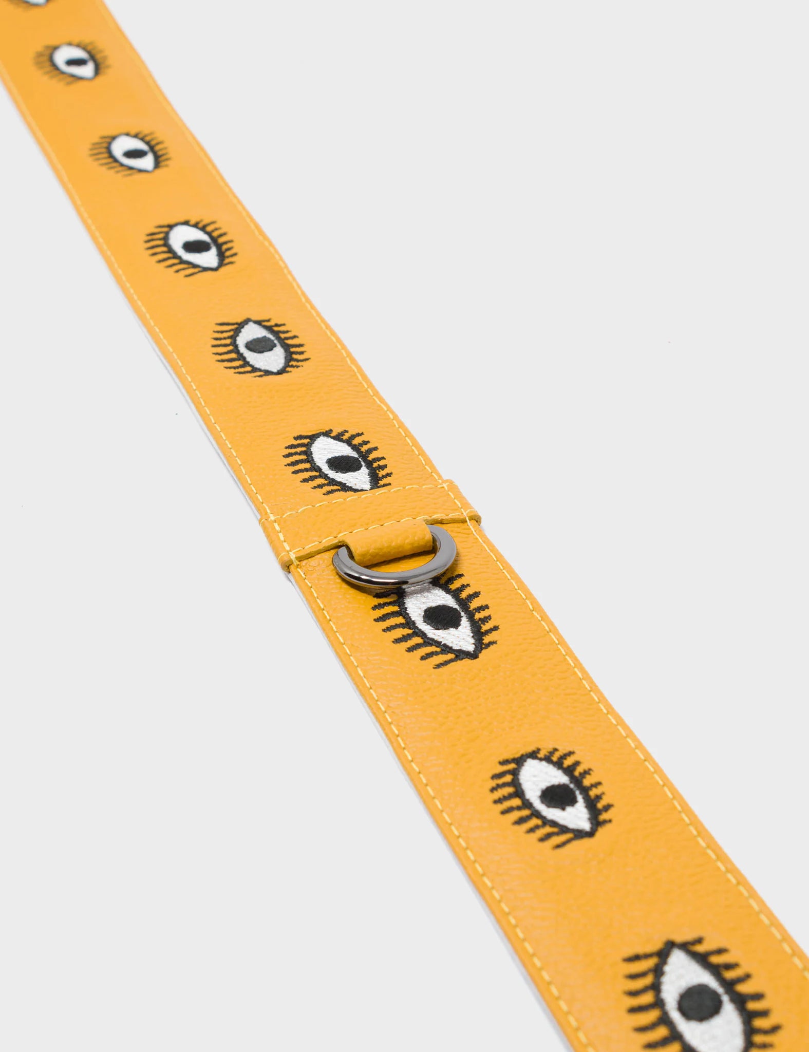 Detachable Golden Glow Leather Shoulder Strap with All Over Eyes Embroidery - Perfect for Handbags, Crossbody Bags & Fashion Accessories