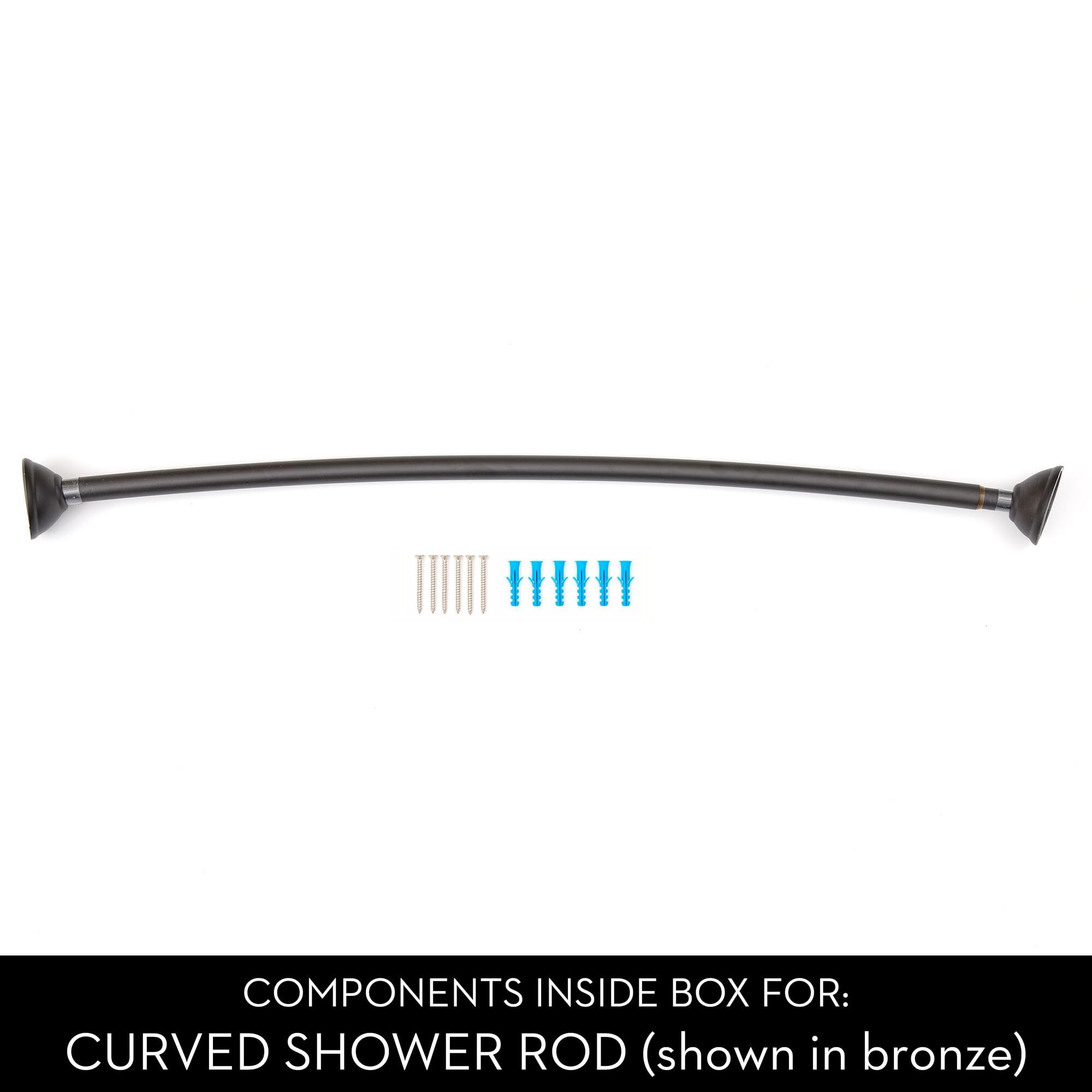 iDesign Adjustable Curved Metal Shower Curtain Rod 41-72 Inches - Matte Black Bathroom Accessory for Bathtub, Stall, Closet & Doorway | Rust-Resistant & Customizable Length | Perfect for Small Bathrooms & Walk-In Showers