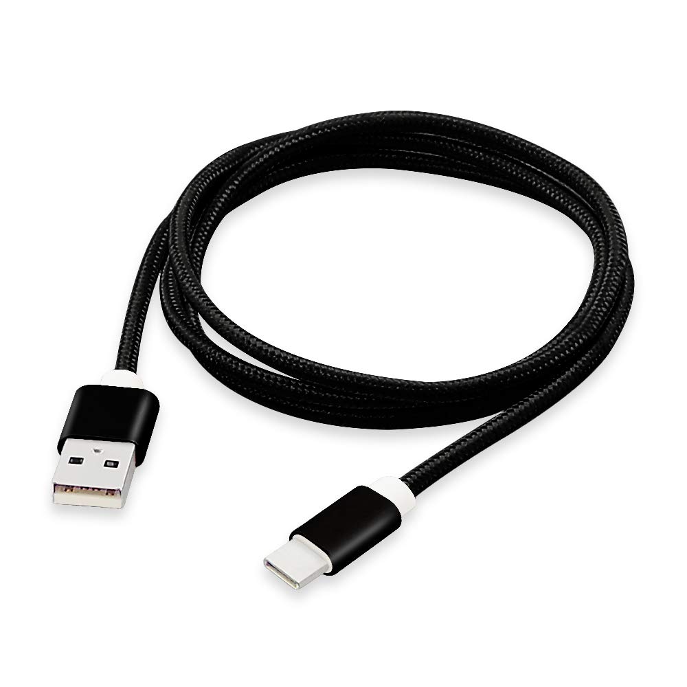 Harper Grove 3FT Nylon Braided USB A to USB C Cable 2.0 Fast Charging & Data Sync Cable - Compatible with Motorola Moto G6/X4/Z/Z Force/Z Play/Droid Z2 Force/Z2 Play/Z3/Z3 Play/Palm Phone (2018) - Durable Black Charger for Home, Office & Travel