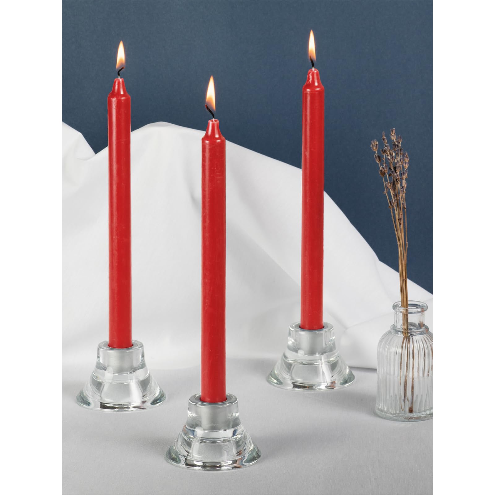 Premium CANDWAX Red Taper Candles 10 Inch - Pack of 4 Unscented Dripless Dinner Candles | Slow Burning Smokeless Long Candlesticks for Romantic Dinners, Wedding Decor & Holiday Tablescapes