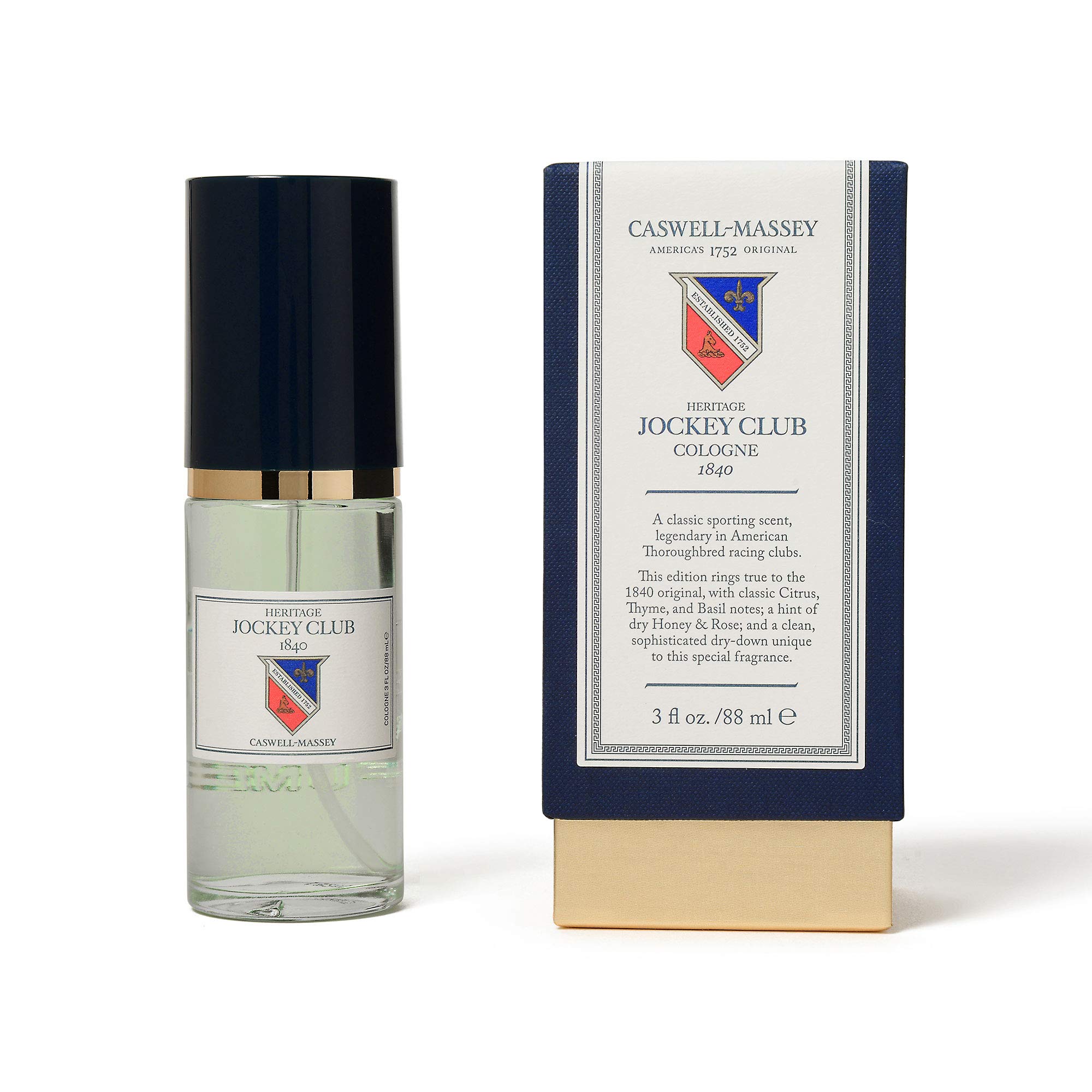 Caswell-Massey Gold Cap Jockey Club Cologne Spray for Men - Citrus & Bergamot Fragrance - 88 mL Eau de Toilette - Made in USA - Perfect for Daily Wear, Office & Special Occasions