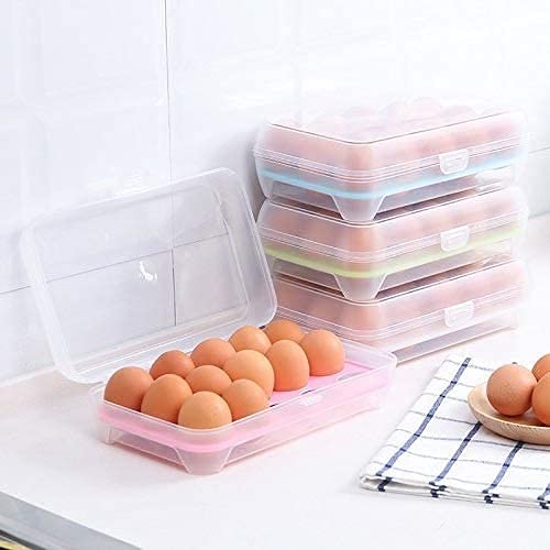 Portable 15-Grid Egg Storage Container - Transparent Plastic Refrigerator Organizer Tray with Handle for Fresh Eggs (Pack of 1) - Perfect for Kitchen, Camping, and Farm Fresh Egg Storage