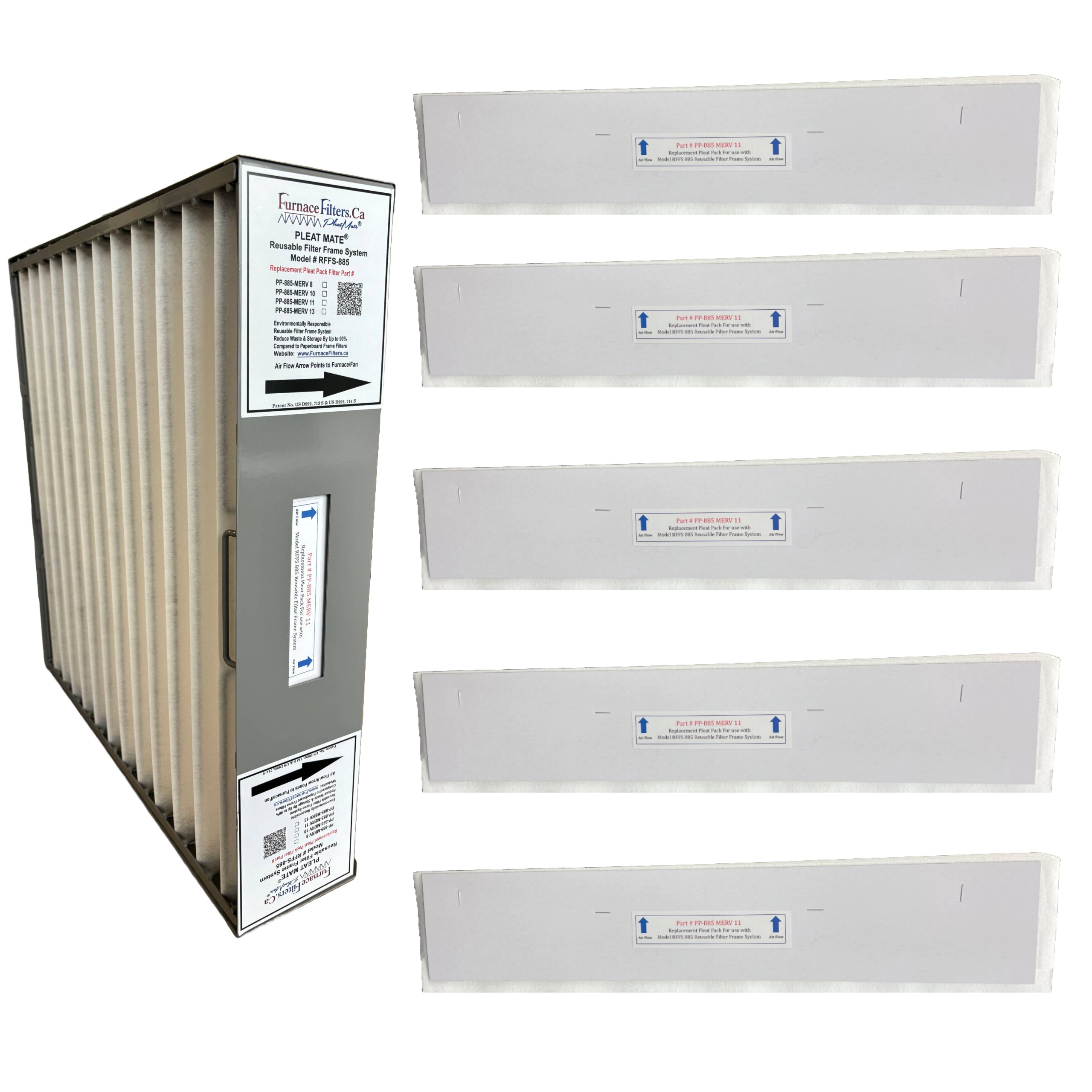 Clean Comfort AMP 11 2020 45 - 20x20x4.5 Reusable Air Filter Frame Kit with Lifetime Frame (Model RFFS 885) & 6 MERV 11 Replacement Filters (Part PP 885) | FurnaceFilters.Ca | Perfect for HVAC Systems, Home Air Purification & Allergen Reduction