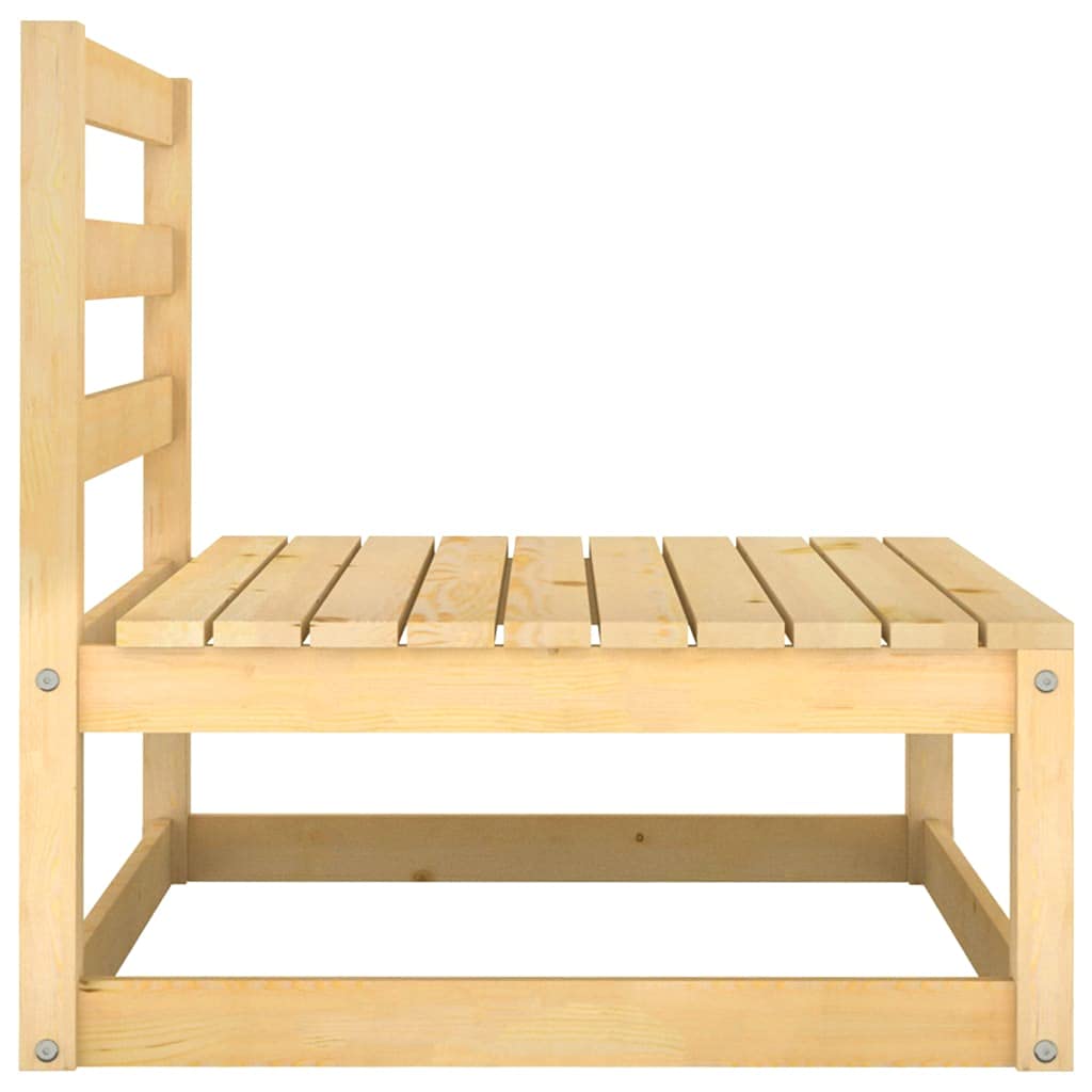 vidaXL Solid Wood Pine 3-Piece Patio Lounge Set with Gray Cushions - Durable Outdoor Furniture with Sofa & 2 Footstools for Backyard, Poolside & Garden Relaxation