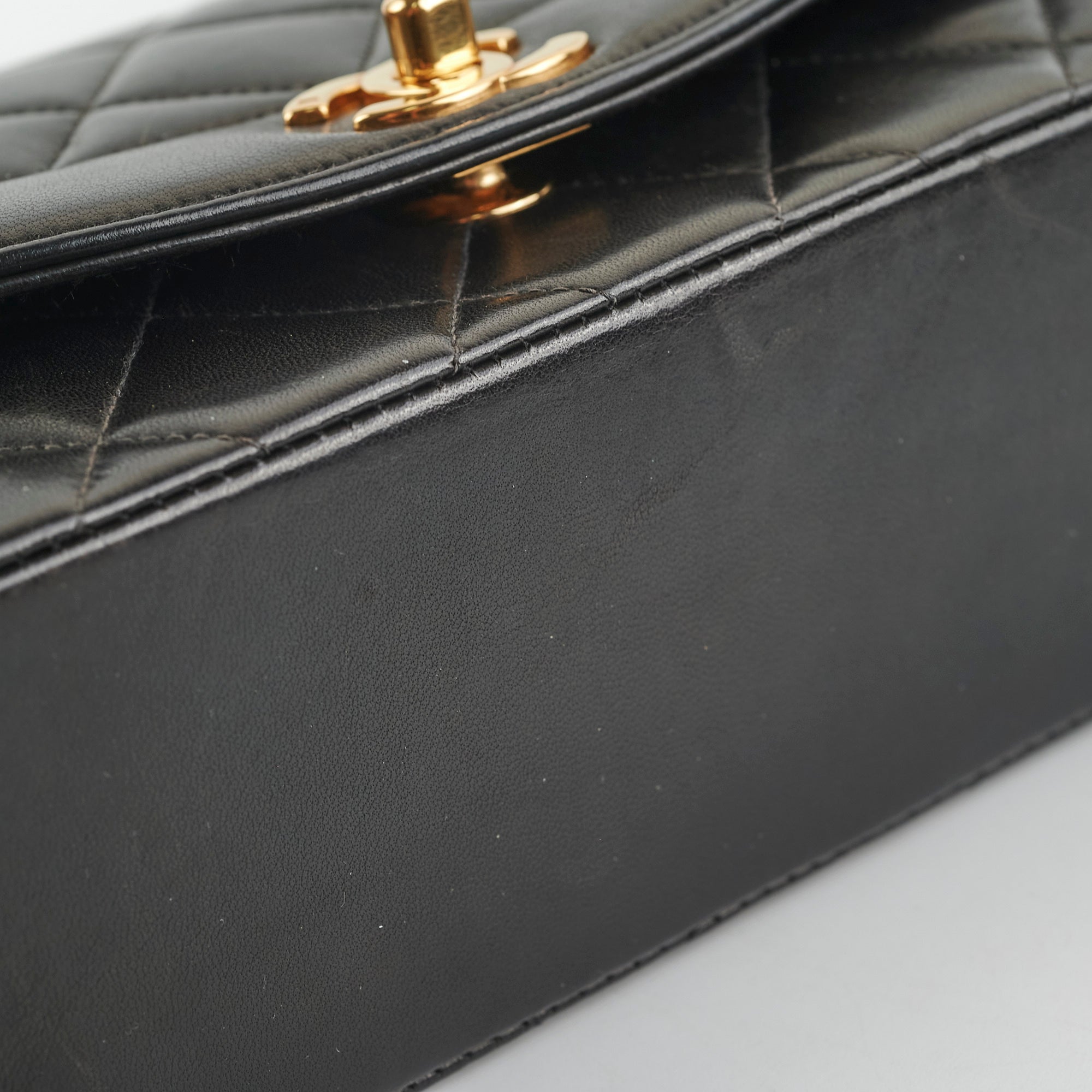 Authentic Chanel Small Vintage Diana Lambskin Leather Shoulder Bag Black - Perfect for Date Night & Special Occasions