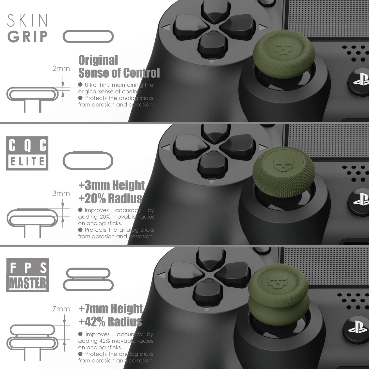 Skull & Co. Thumb Grip Set for Nintendo Switch Pro & PS5/PS4 Controllers - 3 Pairs (6pcs) - CQC & FPS Gaming Grips - Enhanced Grip for Precise Control - Perfect for Competitive Gaming & Long Play Sessions