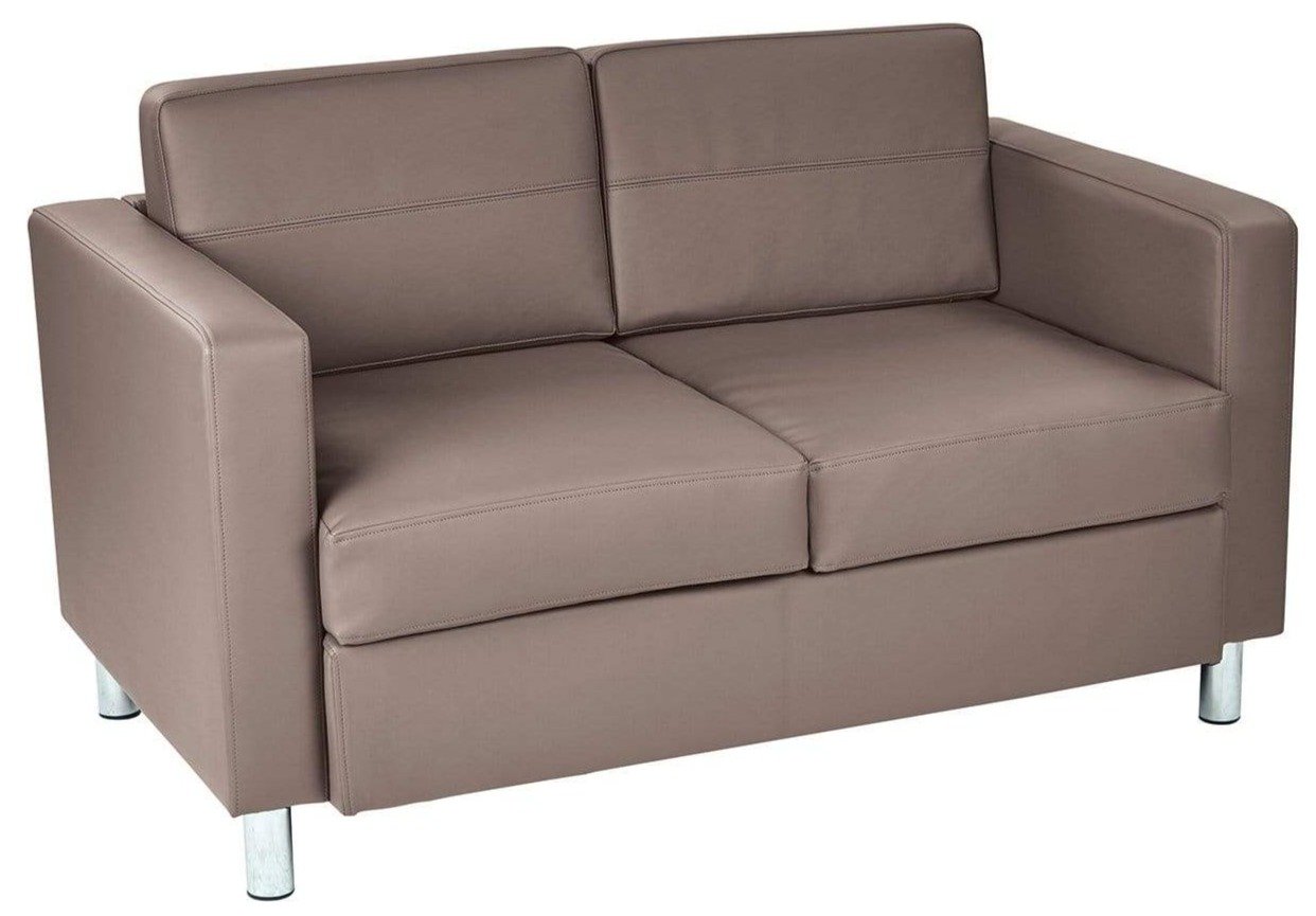 Office Star Ave Six Pacific Faux Leather Love Seat [PAC52] - Stylish Compact Sofa for Small Spaces, Home Office & Waiting Rooms