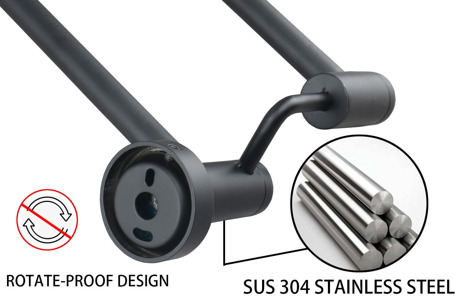 TocTen 30IN Double Towel Bar - Heavy Duty SUS304 Stainless Steel Bathroom Towel Rack, Wall Mounted Towel Holder for Bathroom Accessories (Black) - Perfect for Spa, Hotel & Luxury Home Bathroom Decor