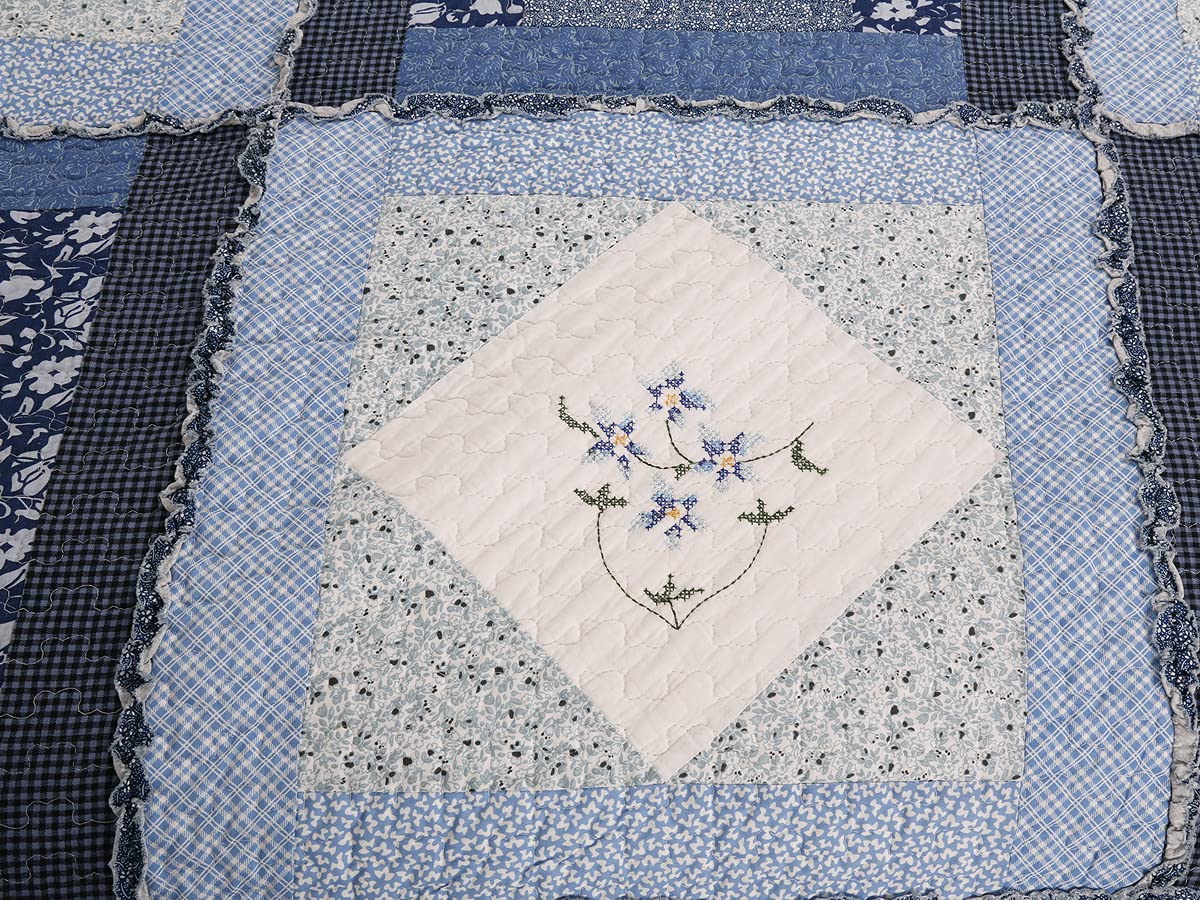 100% Cotton Patchwork Quilt Set 3-Piece Bedding - Full/Queen Size for Cozy Bedroom Decor | Perfect for Master Bedroom, Guest Room & Farmhouse Style