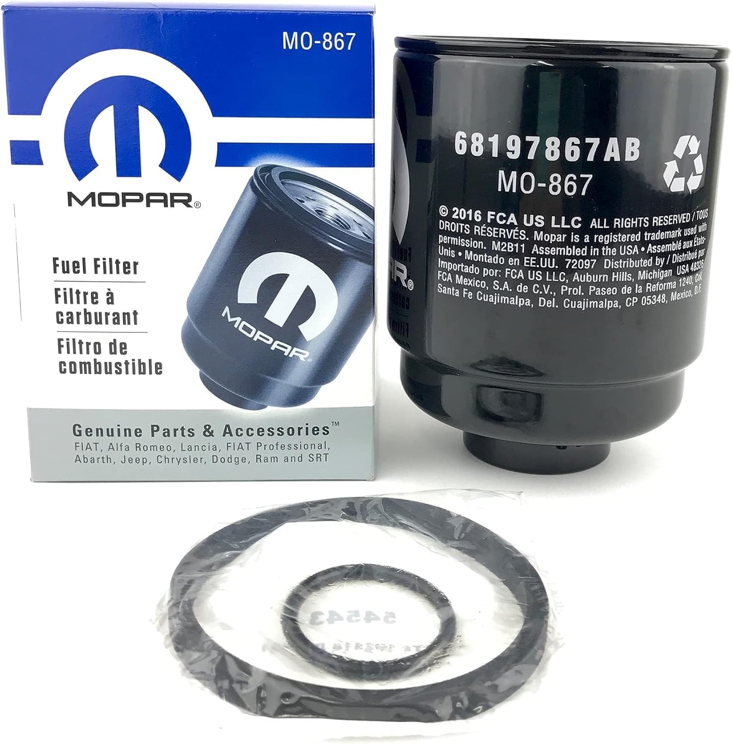 Mopar Fuel Water Separator Filter Kit 68197867AB - Compatible with Dodge Ram 1500 2500 3500 - Heavy Duty Diesel Engine Protection for Off-Road & Towing