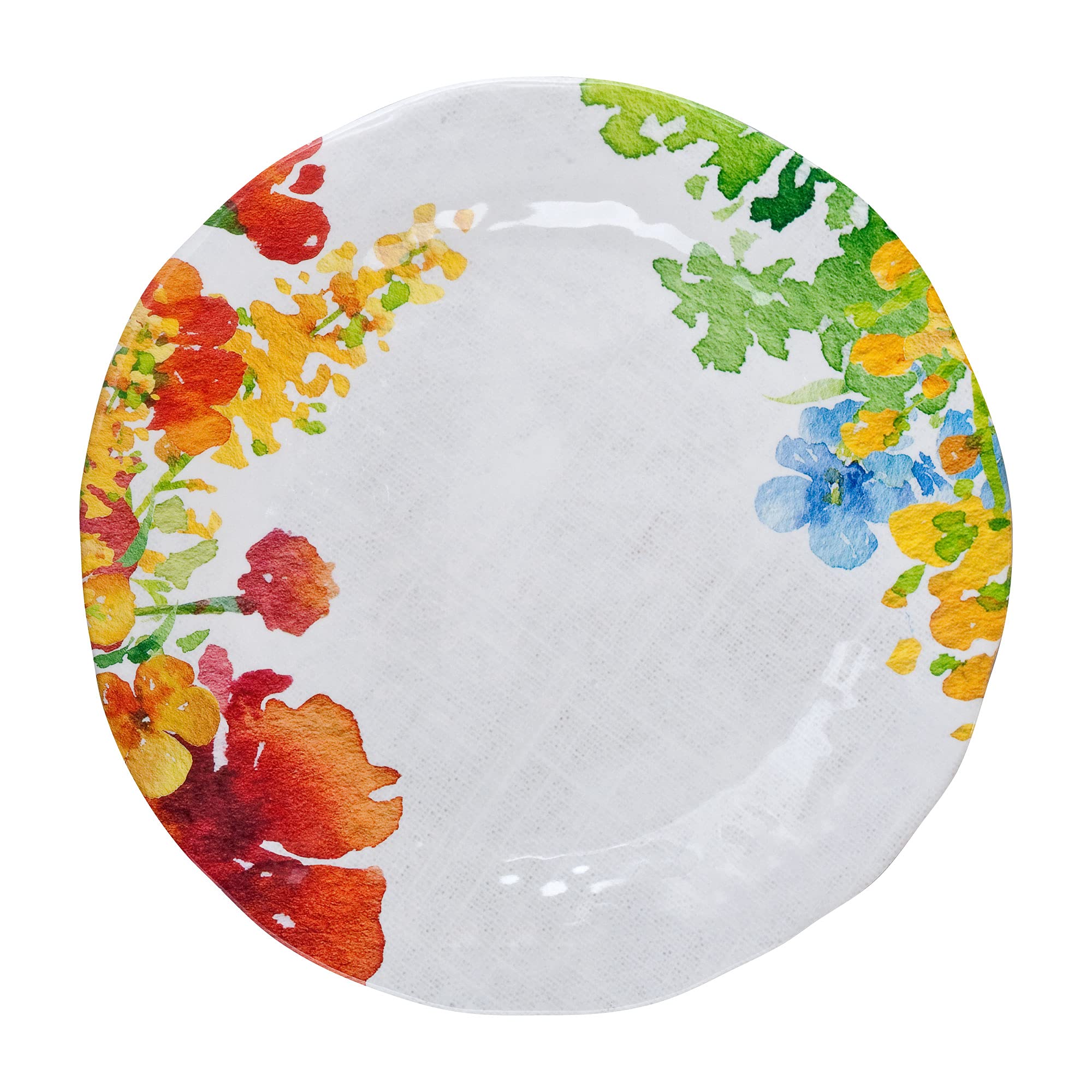 UPware 12-Piece Melamine Dinnerware Set - 4 Dinner Plates, 4 Salad Plates & 4 Bowls, Durable Unbreakable Dish Set for Outdoor Dining, Camping, Picnics & Everyday Use (Floral Design)