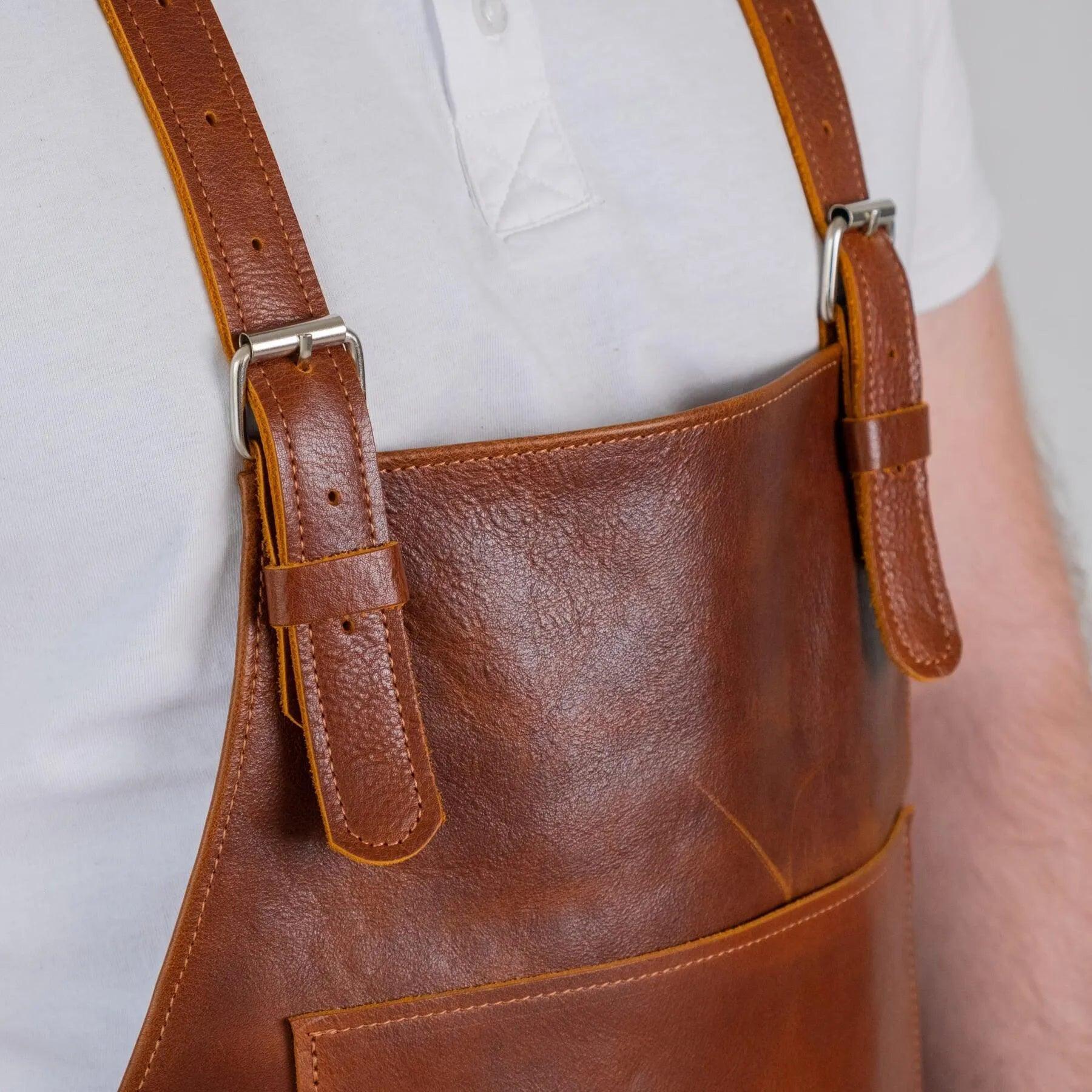 Premium Leather Apron for Men - Heavy Duty BBQ, Grilling & Cooking - Durable & Stylish Workwear for Chefs, Butchers & Craftsmen