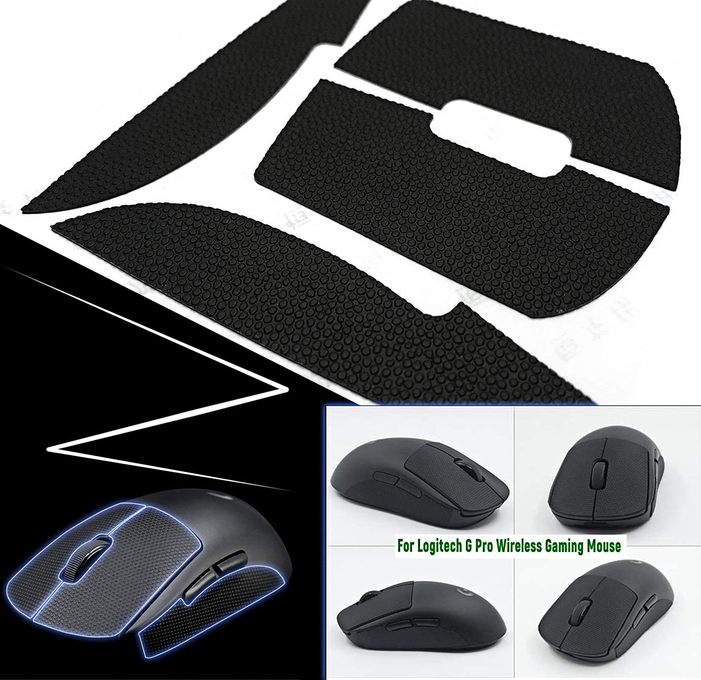 Logitech G Pro Wireless Gaming Mouse Skates & Anti-Slip Tape Set - 2 in 1 Replacement Feet & Grip Tape for Smooth Gliding & Enhanced Control - Perfect for FPS, MOBA & Esports Gaming