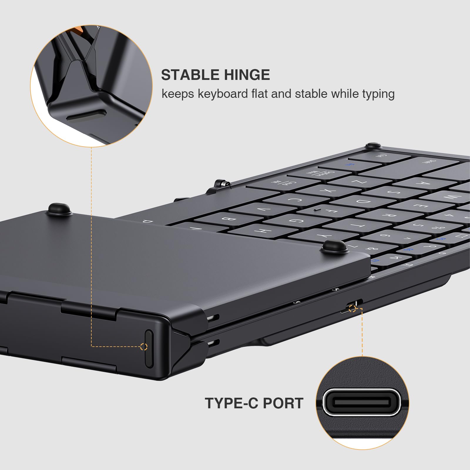 ProtoArc XK01 Foldable Bluetooth Keyboard with Numeric Keypad - Full-Size Wireless Portable Keyboard for iPad, Tablet, Smartphone, Laptop (Windows/iOS/Android) - Perfect for Travel, Office & Home Use - Black