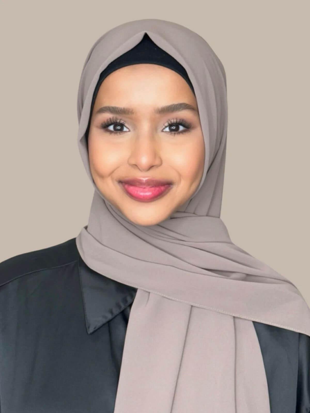 Elegant Classic Chiffon Hijab Scarf - Chestnut Brown Shawl for Women | Perfect for Daily Wear, Prayer, and Special Occasions