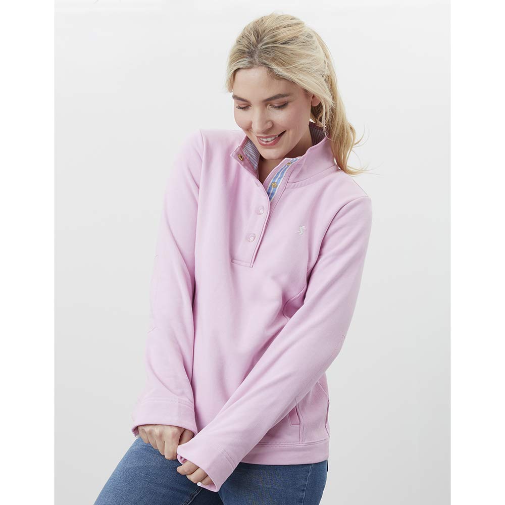 Joules Women's Saunton Funnel Neck Sweatshirt - Light Pink Pullover for Casual Wear, Lounge & Outdoor Activities | Soft Fleece Hoodie for Fall & Winter Comfort