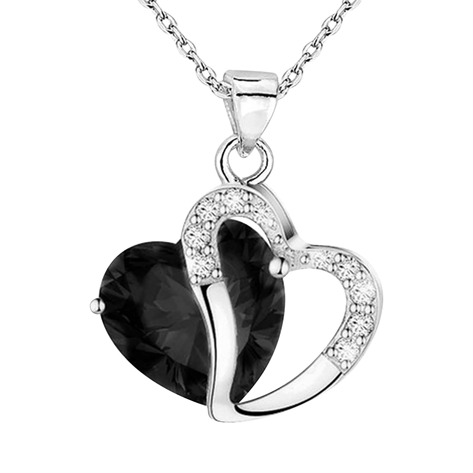 Sterling Silver Crystal Heart Necklace for Women - Elegant Rhinestone Pendant Jewelry Gift for Her | Perfect for Valentine's Day, Anniversary & Romantic Occasions