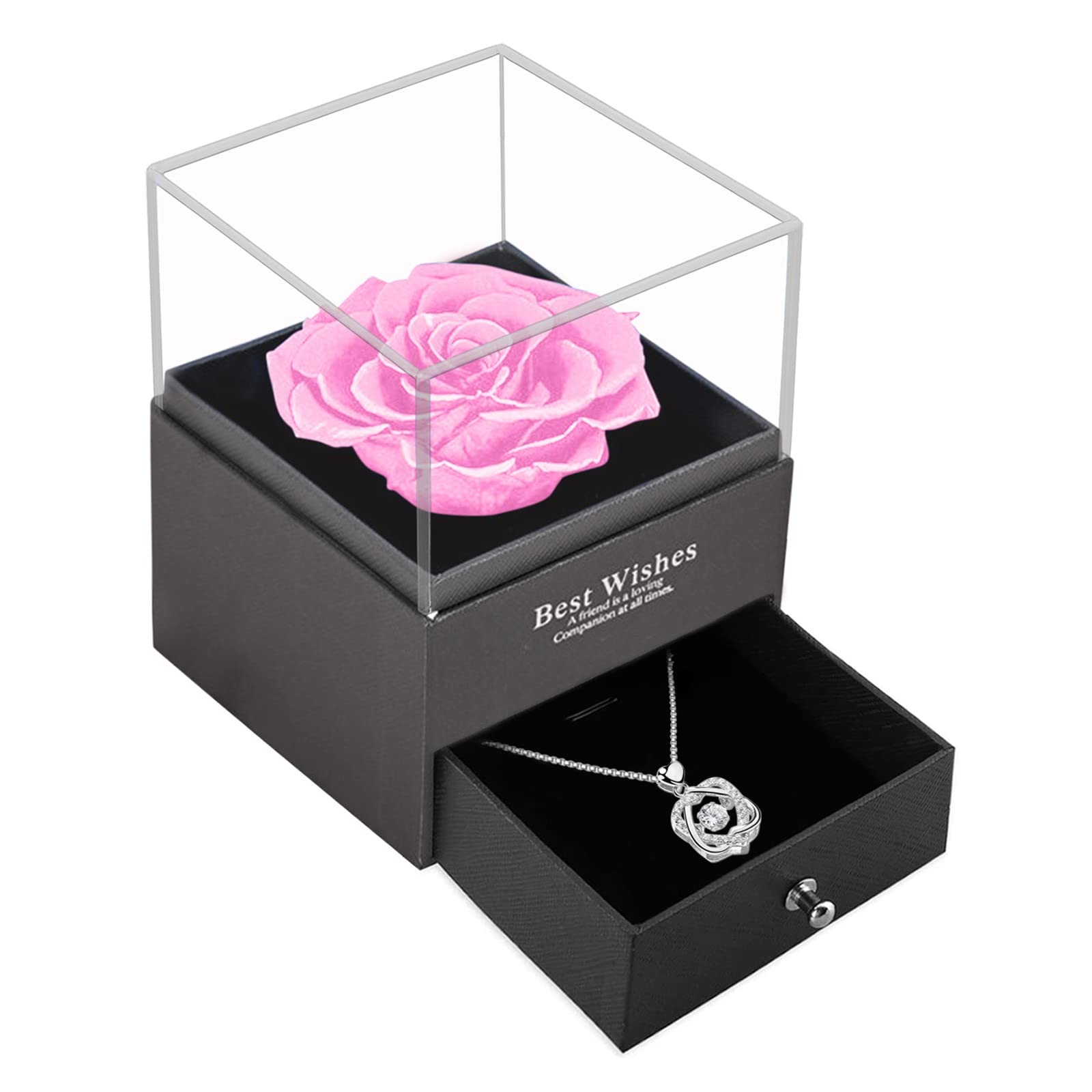 Handmade Everlasting Rose Jewelry Gift Box - Preserved Real Flower in Resin Crystal for Mother's Day, Valentine's Day & Special Occasions | Romantic Keepsake, Anniversary Present, Wedding Favor