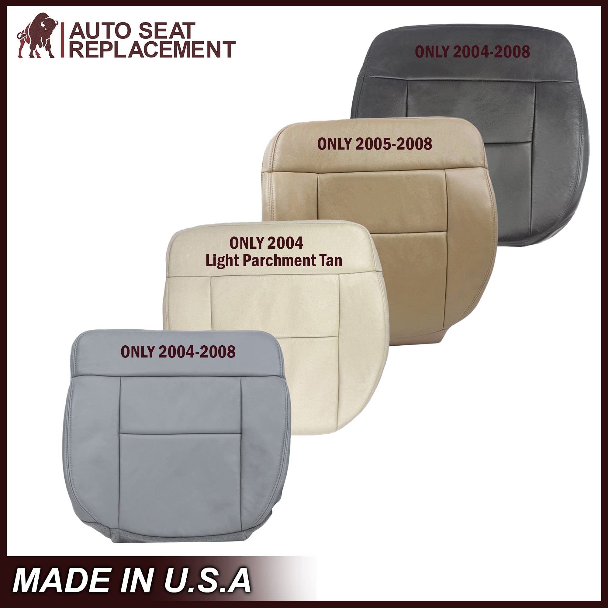 2004 Ford F150 Leather Seat Cover Replacement - Light Parchment Tan Passenger Bottom Seat Cover | Durable & Custom Fit | Perfect for Car Interior Upgrade, Road Trips & Daily Commute