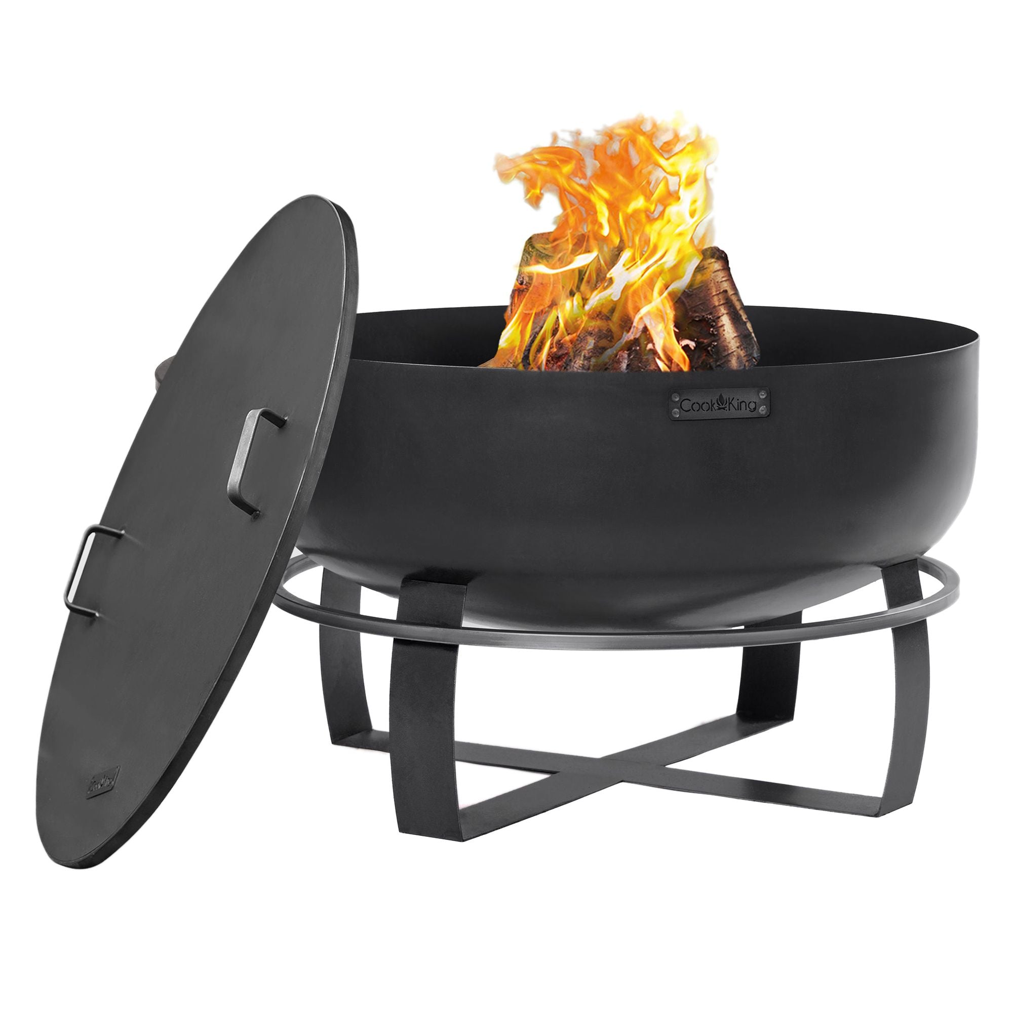 Viking 32-Inch XXL Outdoor Fire Pit with Heavy-Duty Cover Lid - Perfect for Backyard, Patio, and Camping Gatherings