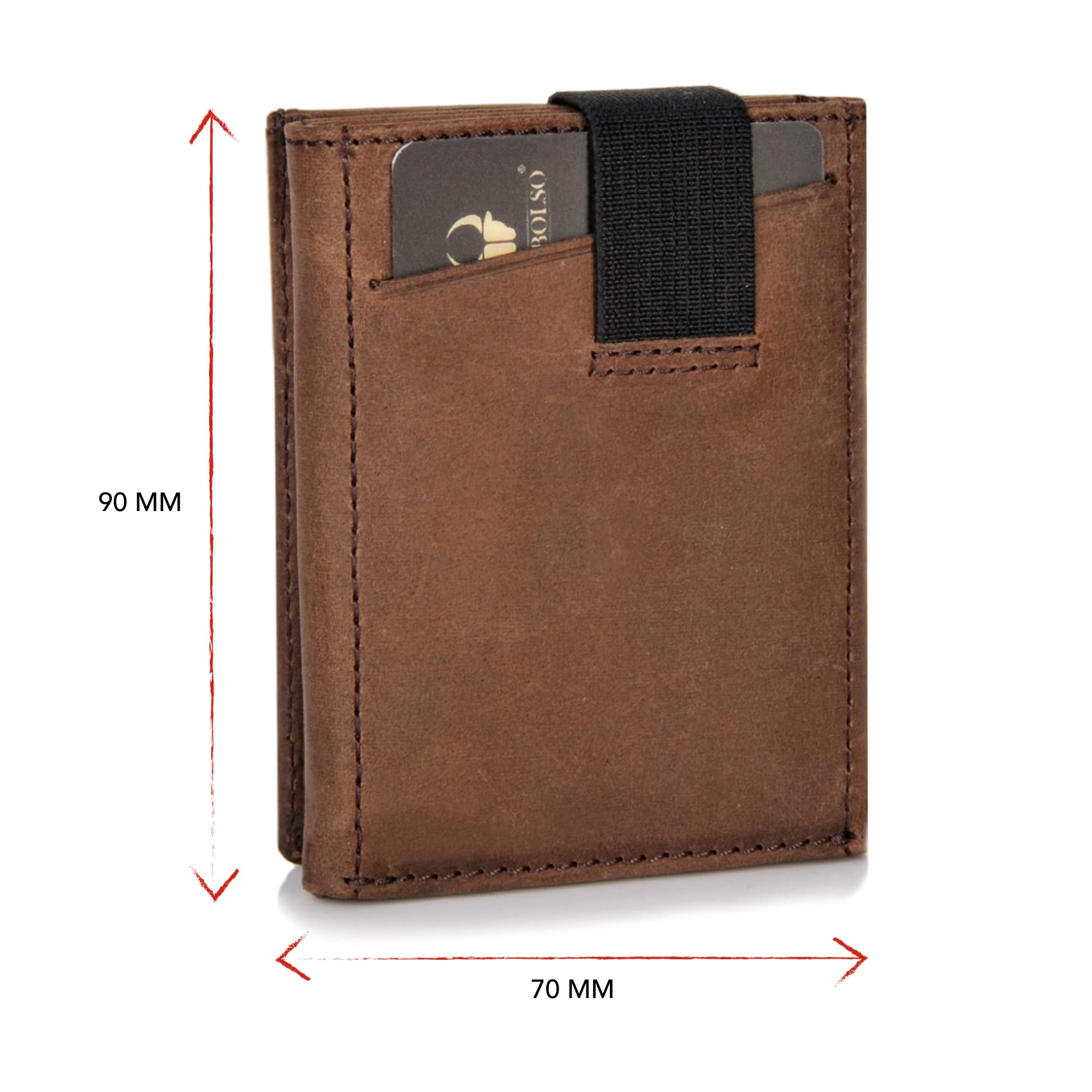 DONBOLSO Slim RFID Blocking Wallet for Men & Women - Genuine Leather Credit Card Holder with 9 Slots (Holds 13 Cards) - Vintage Brown - Perfect for Travel, Business & Everyday Use