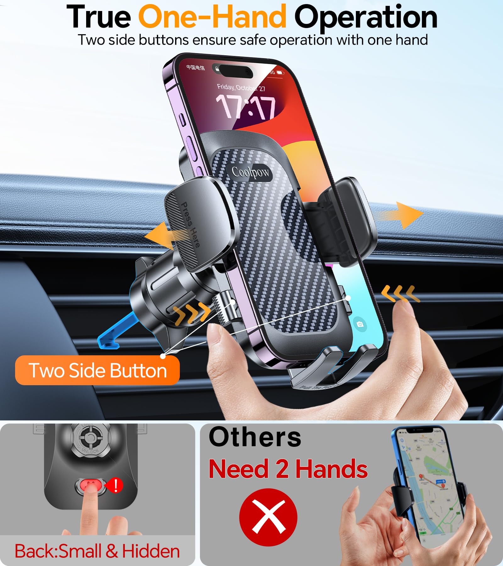 Adjustable Car Cup Holder Phone Mount for iPhone & Smartphones 4-7