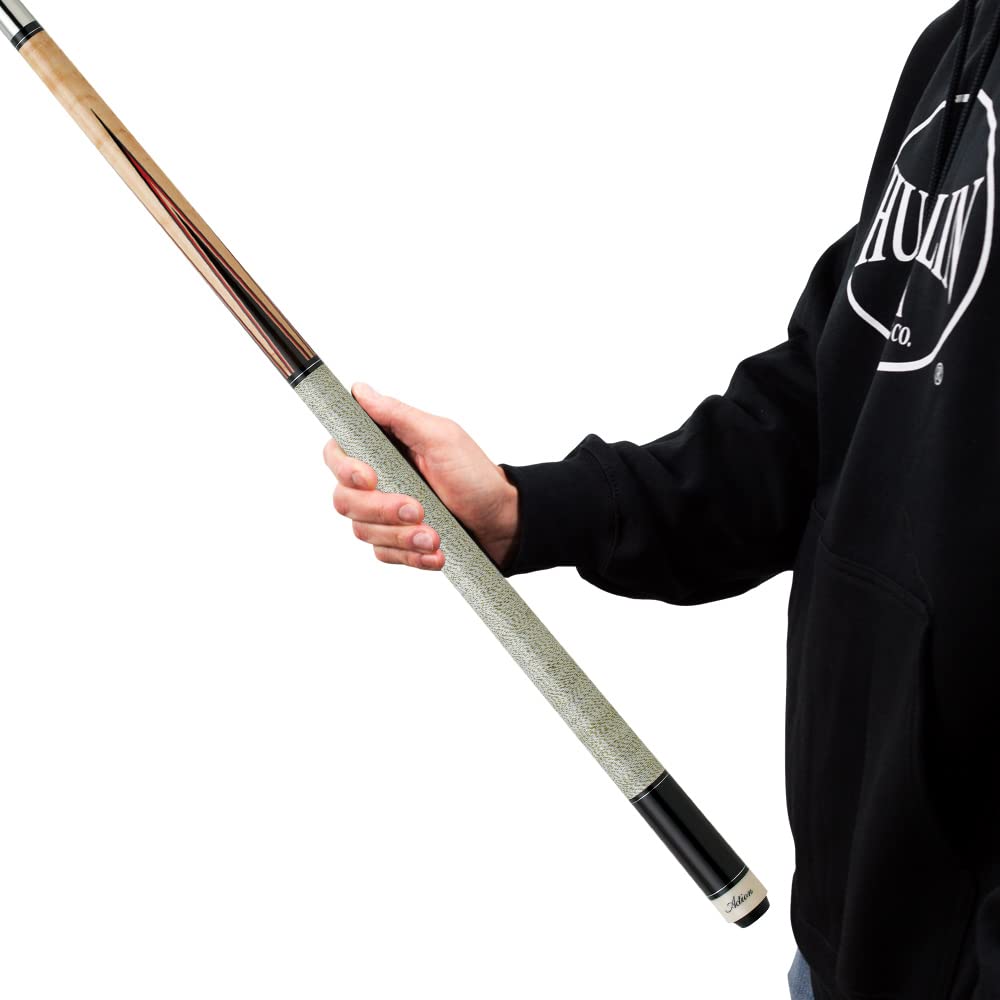Premium Billiards Pool Cue Stick with Blonde Wood & Red/Chocolate Inlay Points - Professional Tournament Quality for Home Game Rooms & Bars